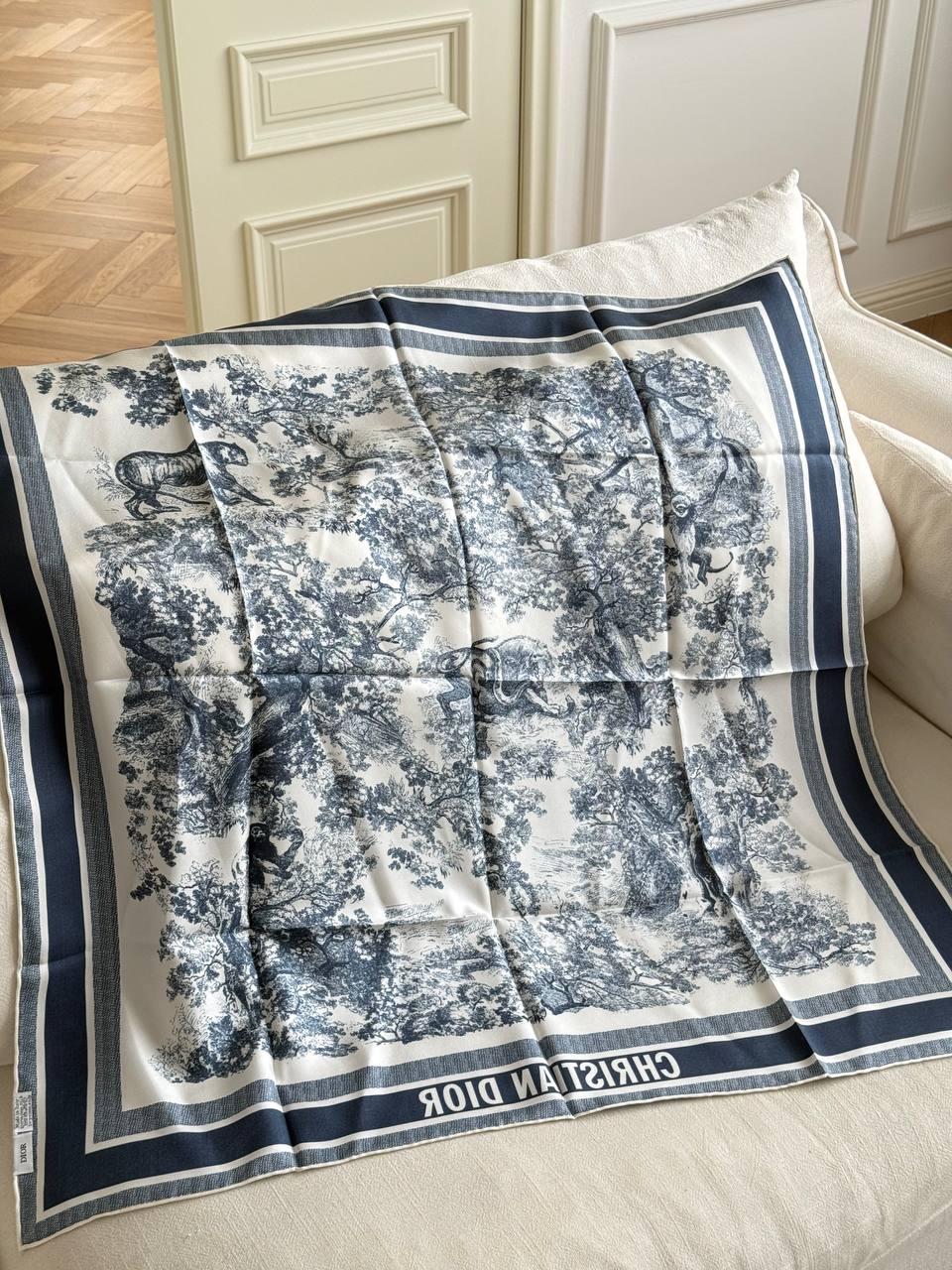 Christian Dior Sauvage Toile de Jouy 90 Square Scarf