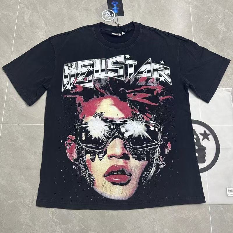 Hellstar High Street Vintage Print Washed Vintage Short-Sleeved T-Shirt