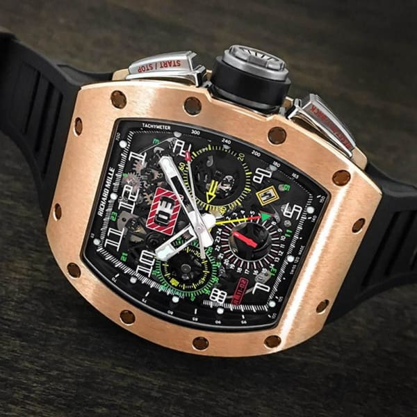 RICHARD MILLE RM 11-02 Automatic Flyback Chronograph Dual Time Zone Rose Gold【1:1 Replica】