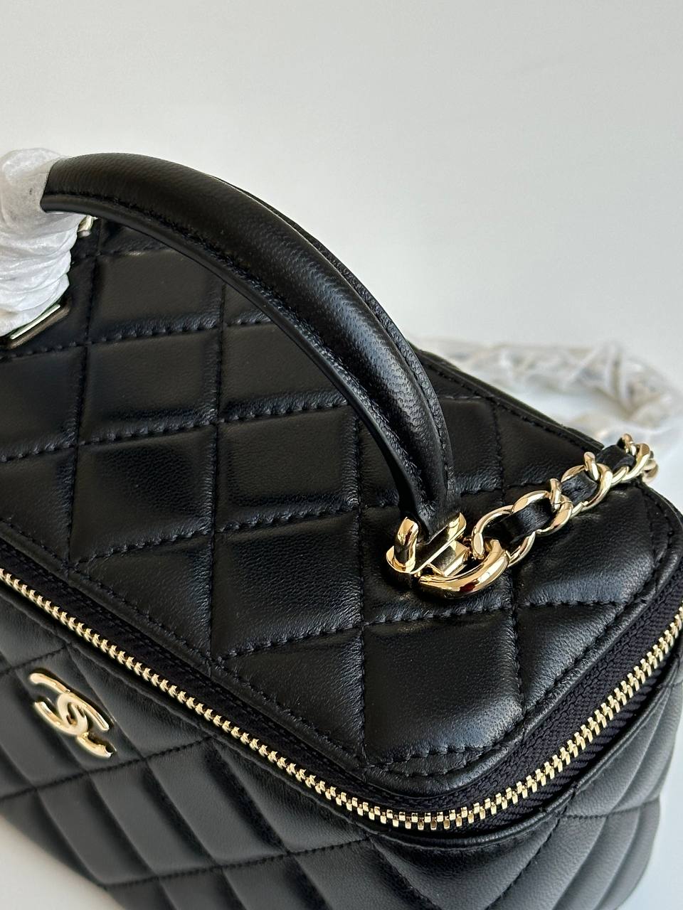 CHANEL Classic Quilted Vanity Case / Small Handle Bag