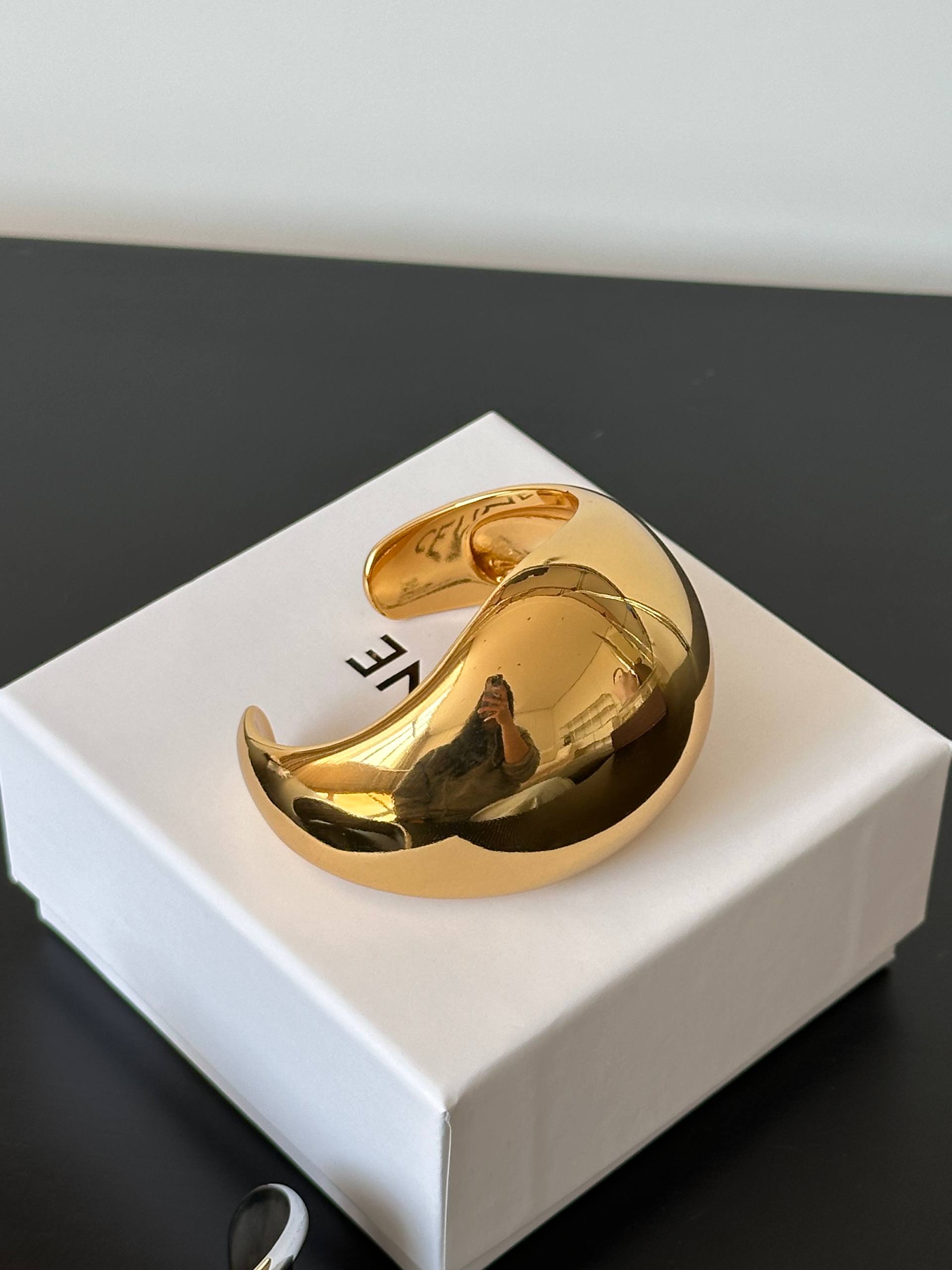 Chunky Sculptural Gold Cuff Bracelet