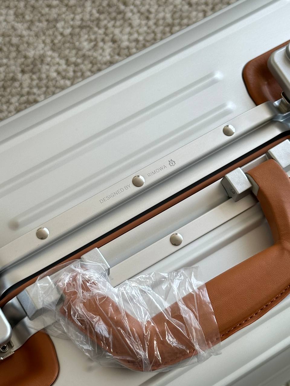 RIMOWA Classic Aluminum Suitcase with Leather Handles