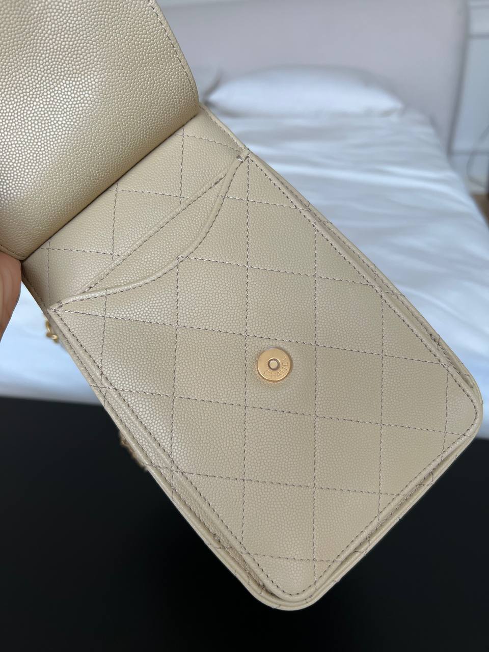 Chanel Beige Caviar Leather Drawstring Bucket Bag