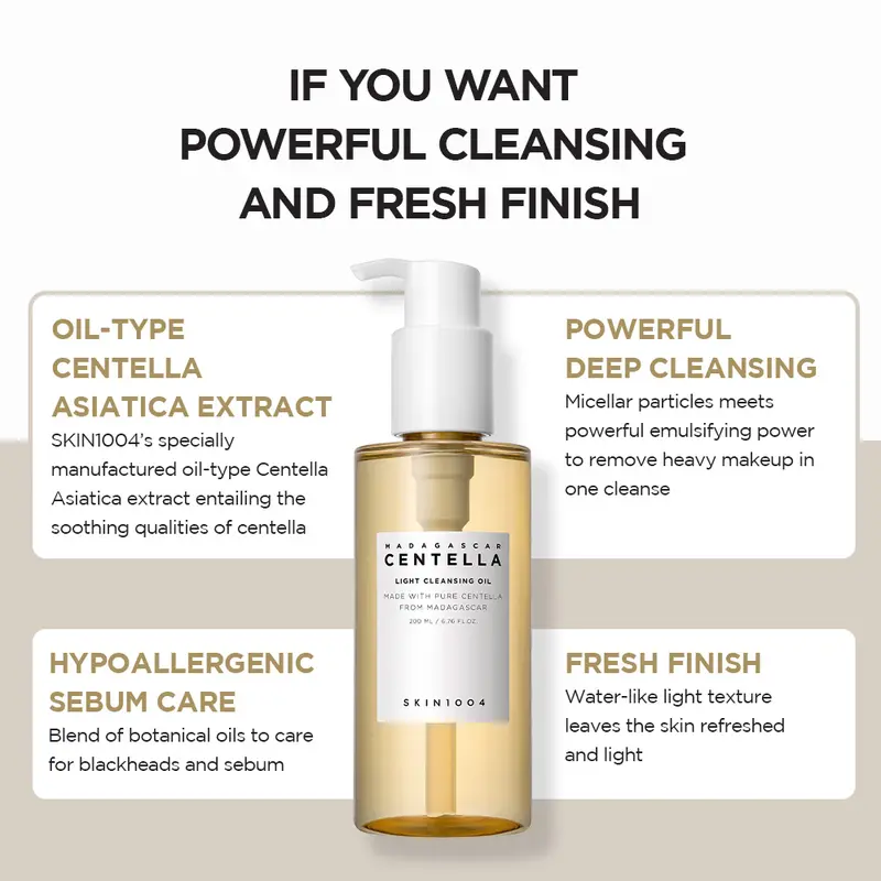 [SKIN1004 Official Shop] Double Cleansing Duo - Centella Cleansing Oil & Ampoule Foam, Blackhead Care, Double Cleansing, Daily Skincare