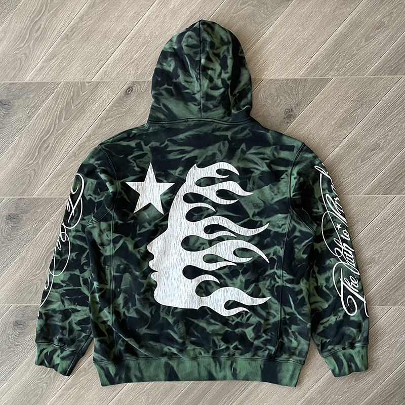 Hellstar Green Camo Hoodie Green Color