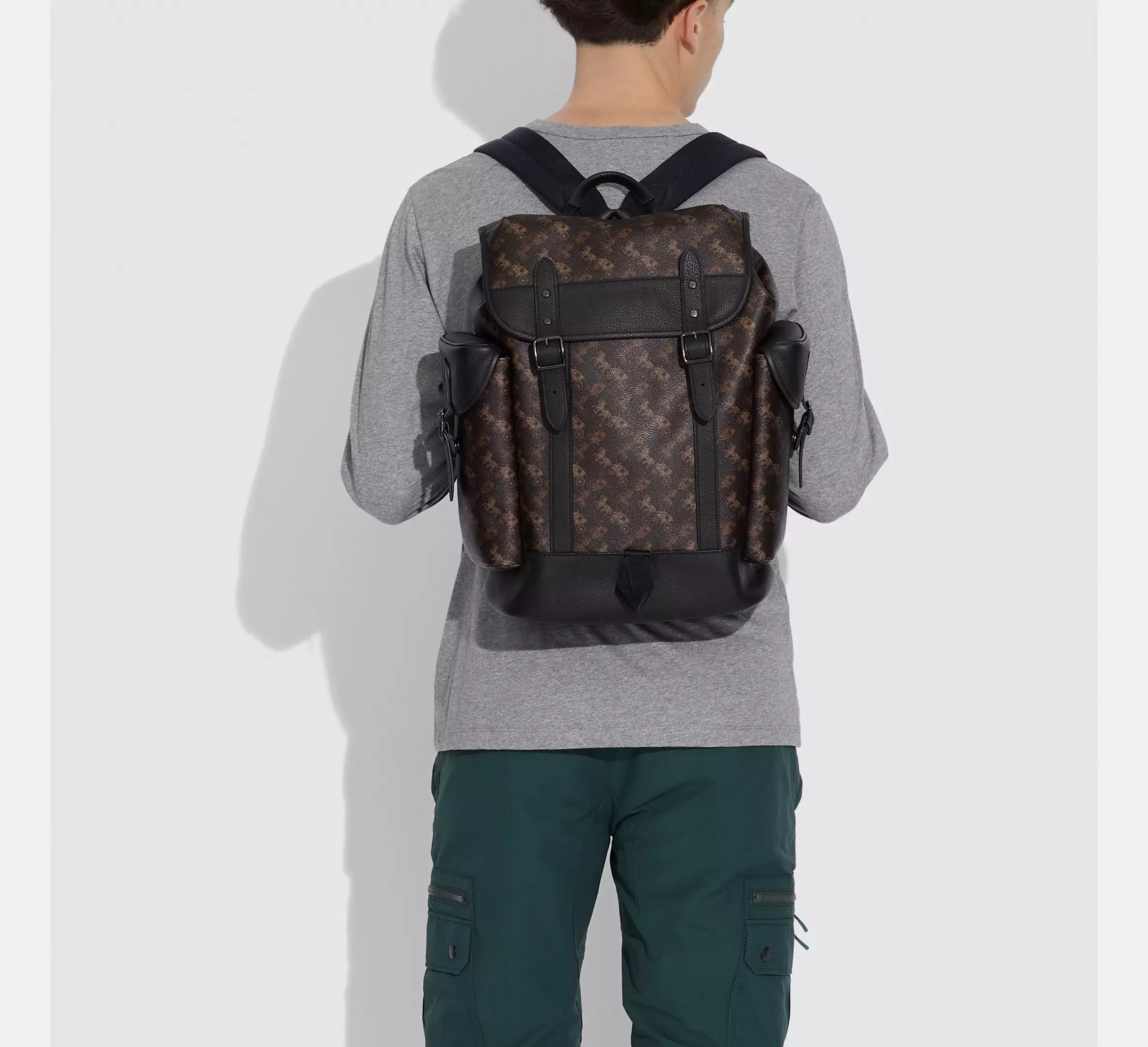 Men Handbag 4072 Hitch Backpack With Horse And Carriage Print