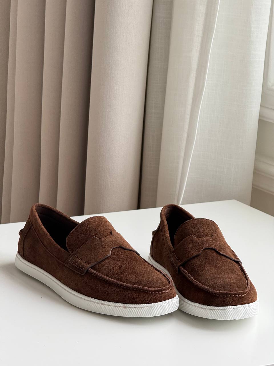 Loro Piana-style Brown Suede Loafers