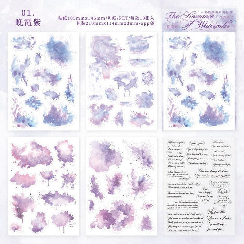 1177 PET Sticker Pack Watercolour Romance Collection
