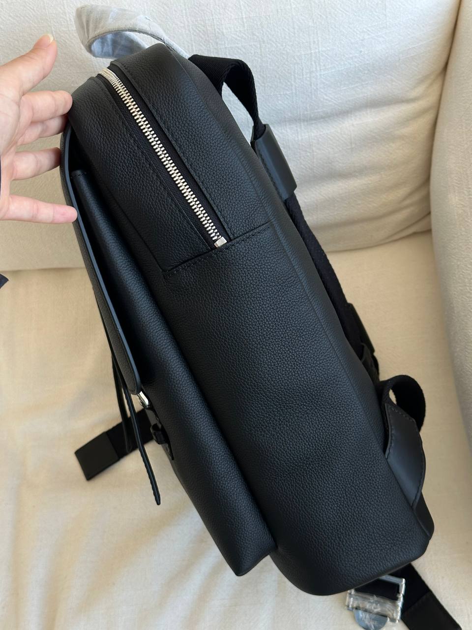 Loewe Black Grained Calfskin Goya Embossed Anagram Flap Business Backpack