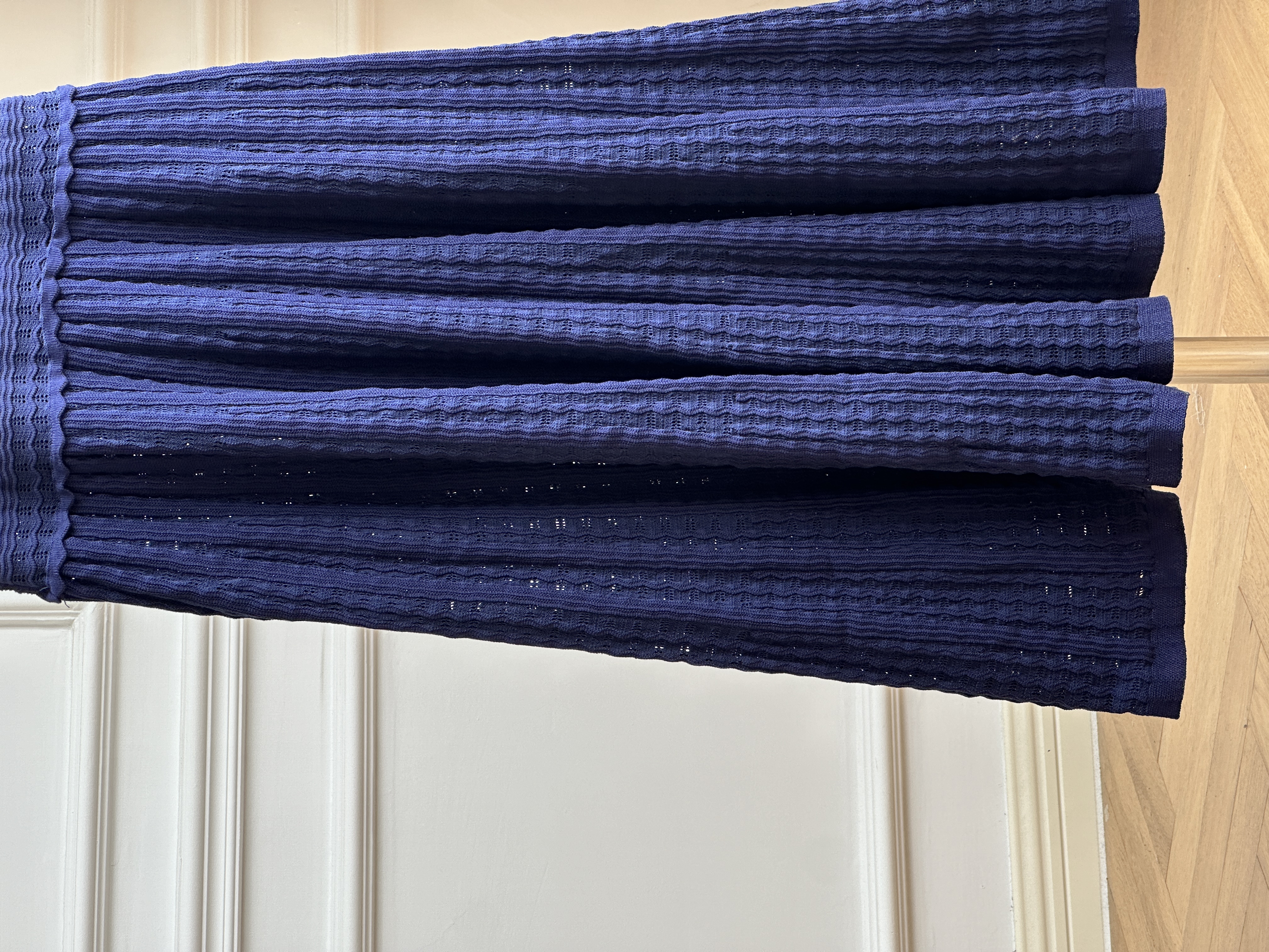 Round Neck Hollow Mesh Single-breasted Spliced Knit Maxi Dress
