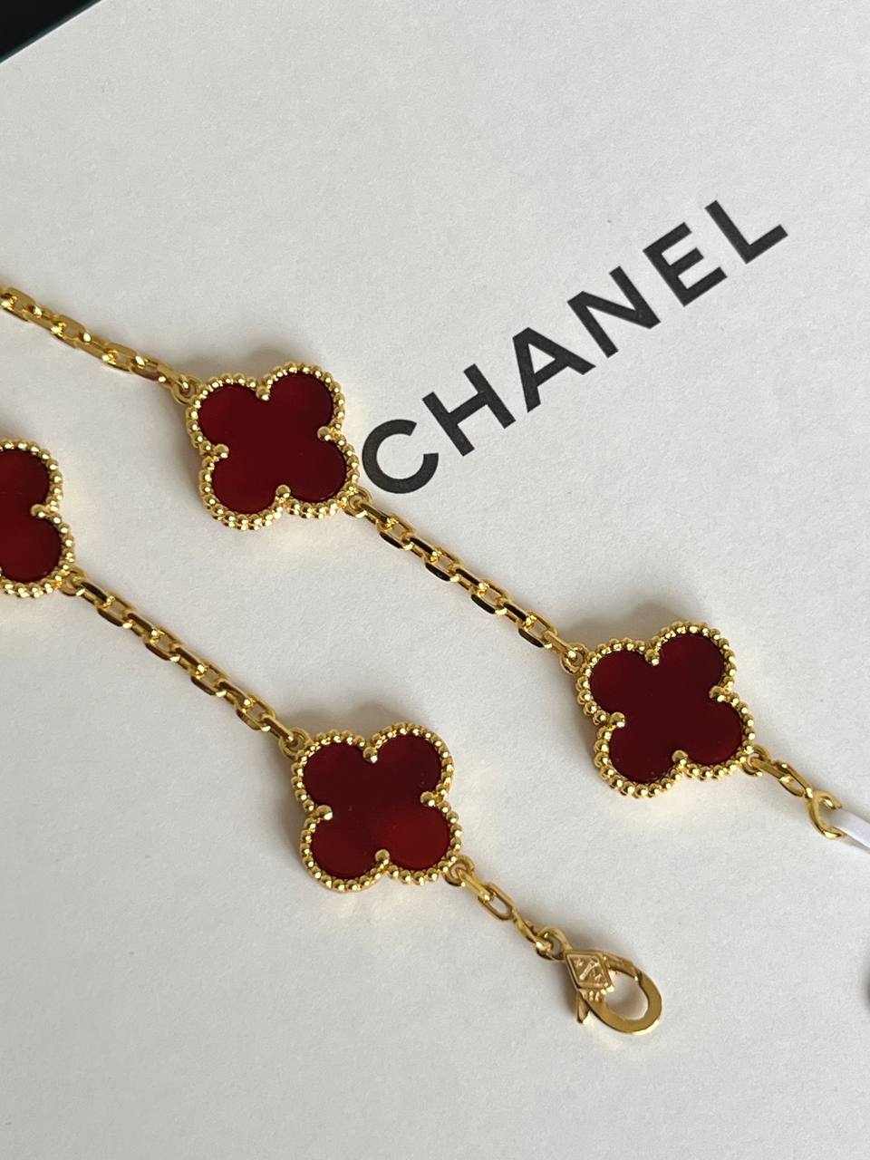 Van Cleef & Arpels Vintage Alhambra 5 Motifs Bracelet With Carnelian