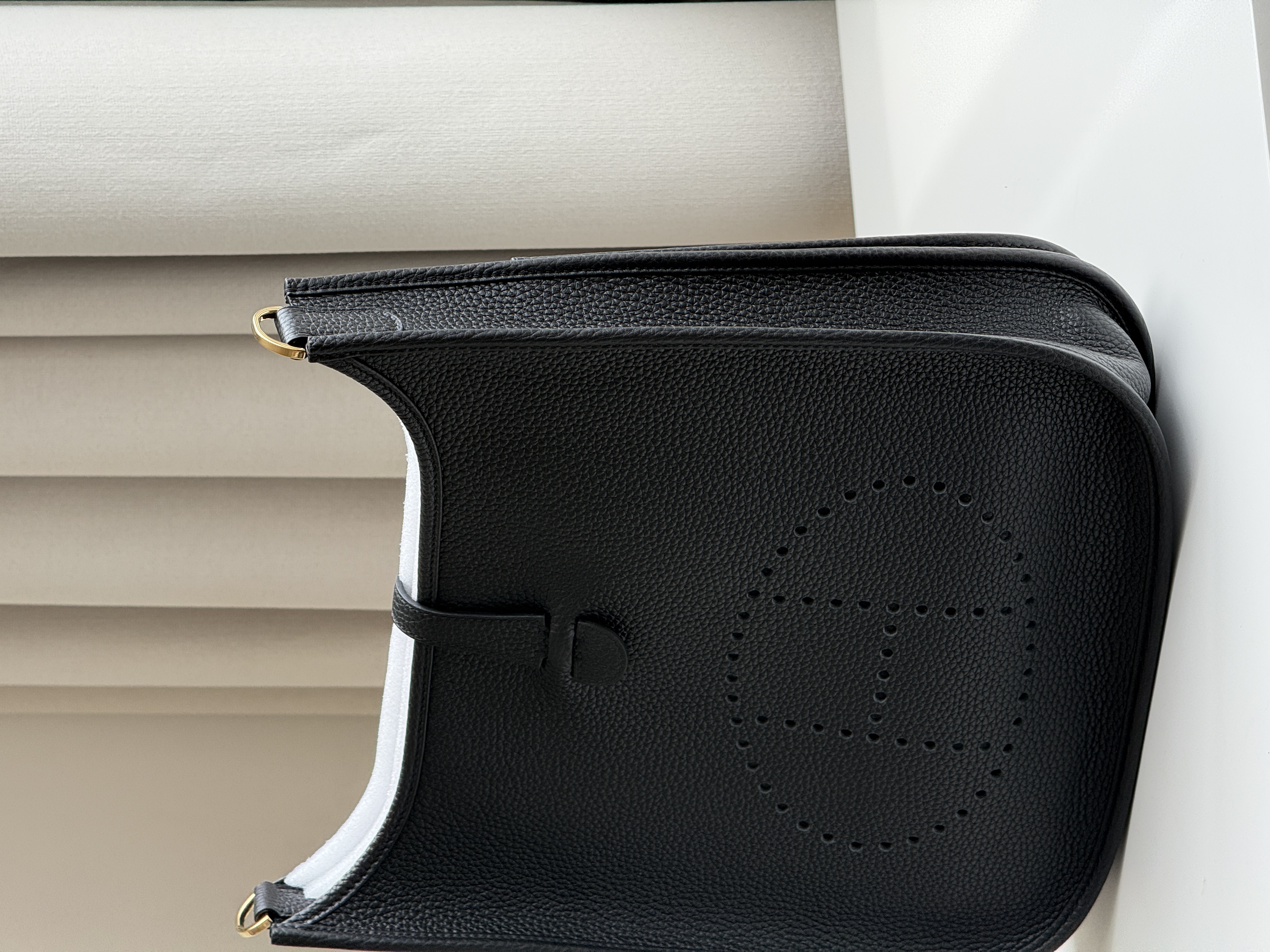 Hermès Black Taurillon Clemence Evelyne Shoulder Crossbody Tote Bag