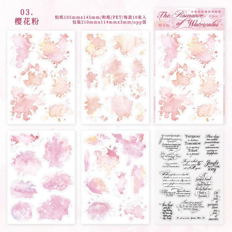 1177 PET Sticker Pack Watercolour Romance Collection