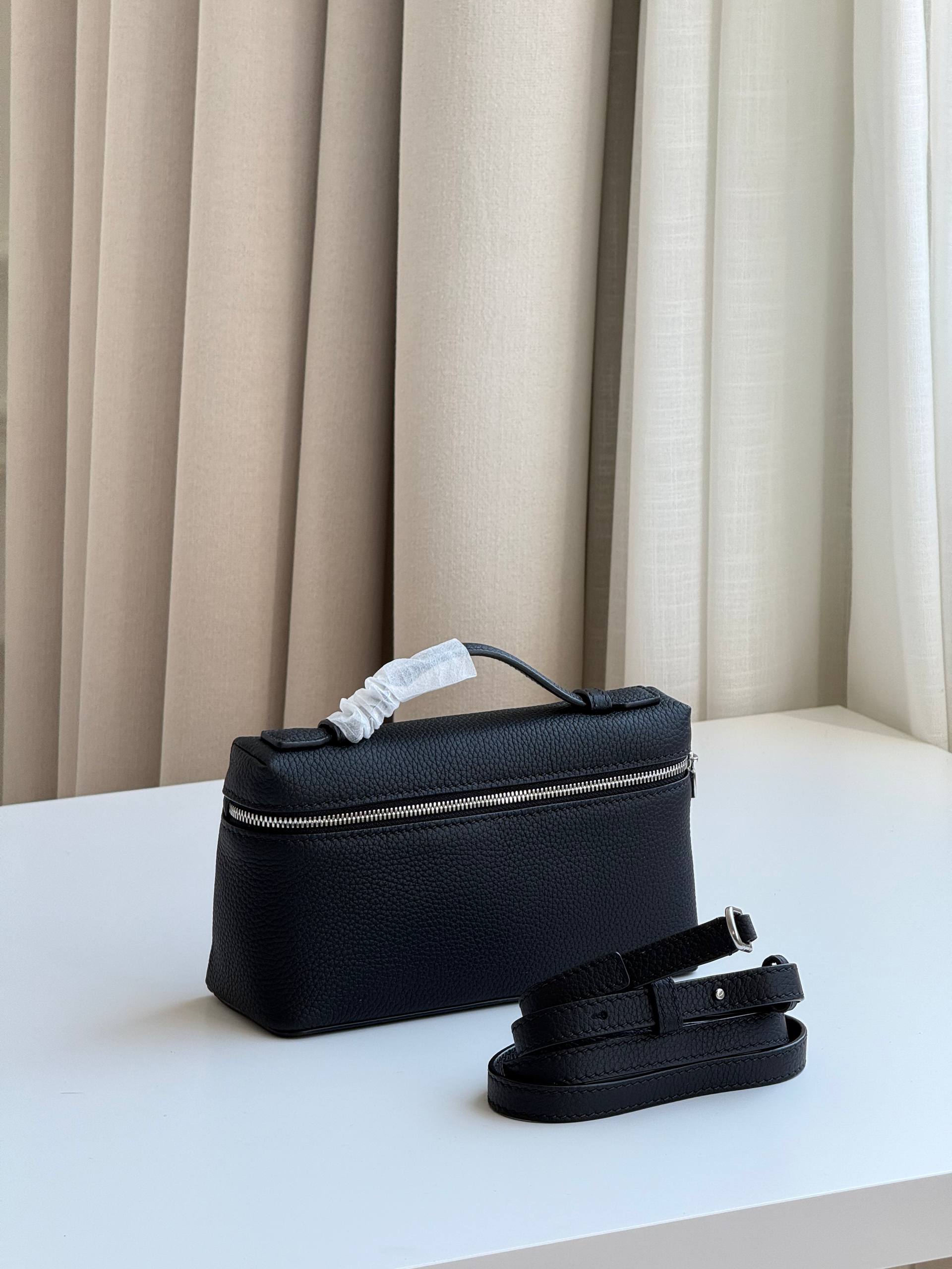 Loro Piana Extra Pocket L19 Black Calfskin Pouch
