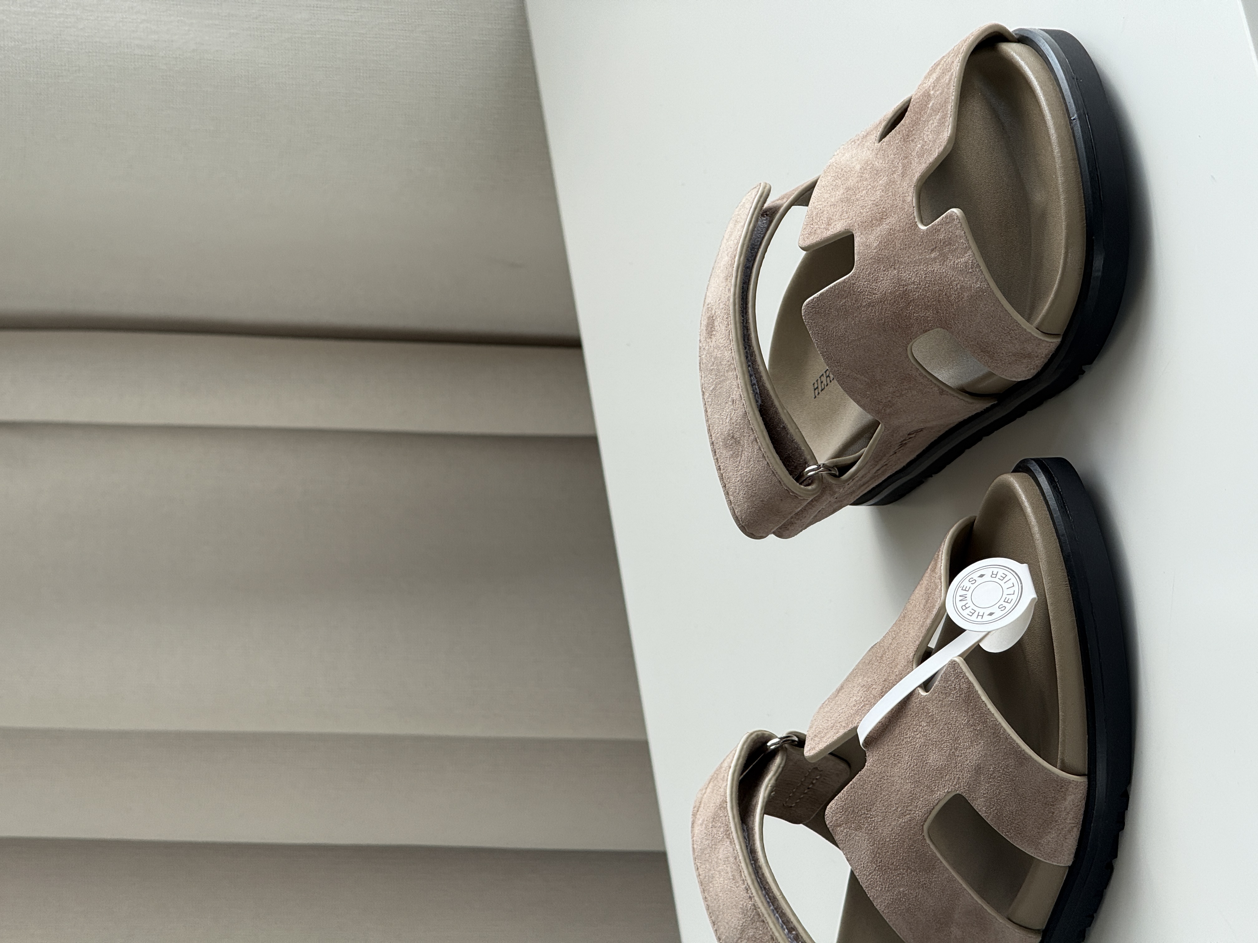 Milk Tea Suede Double Strap H-Shaped Flat Birken Style Slide Sandals