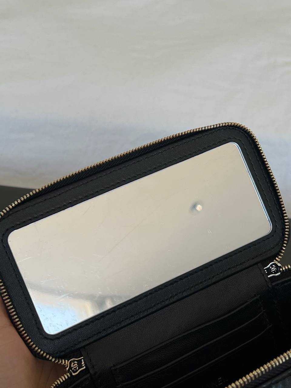 Chanel Black Lambskin Quilted Cosmetic Vanity Case