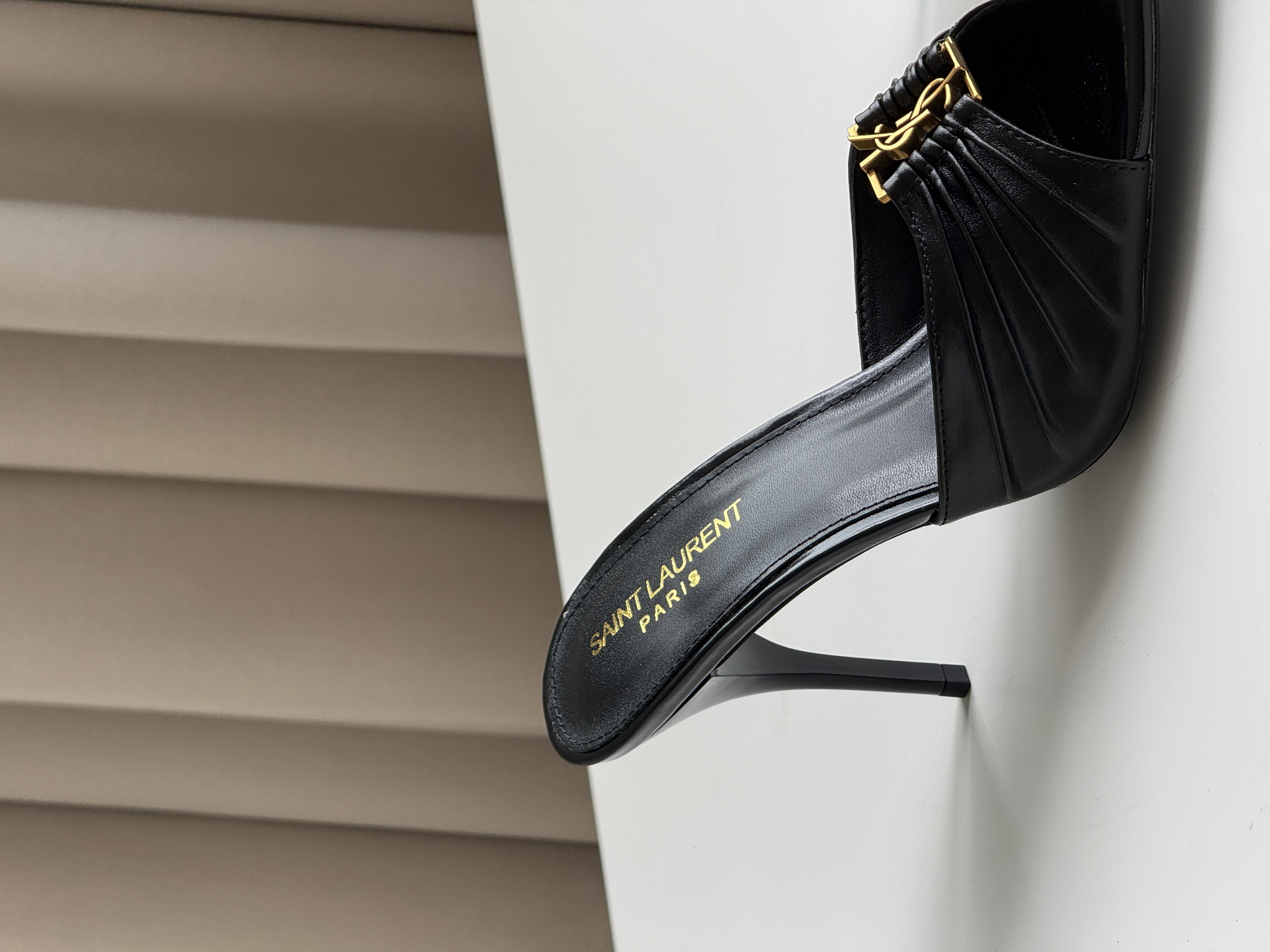 YSL Cassandre Logo Heeled Mules