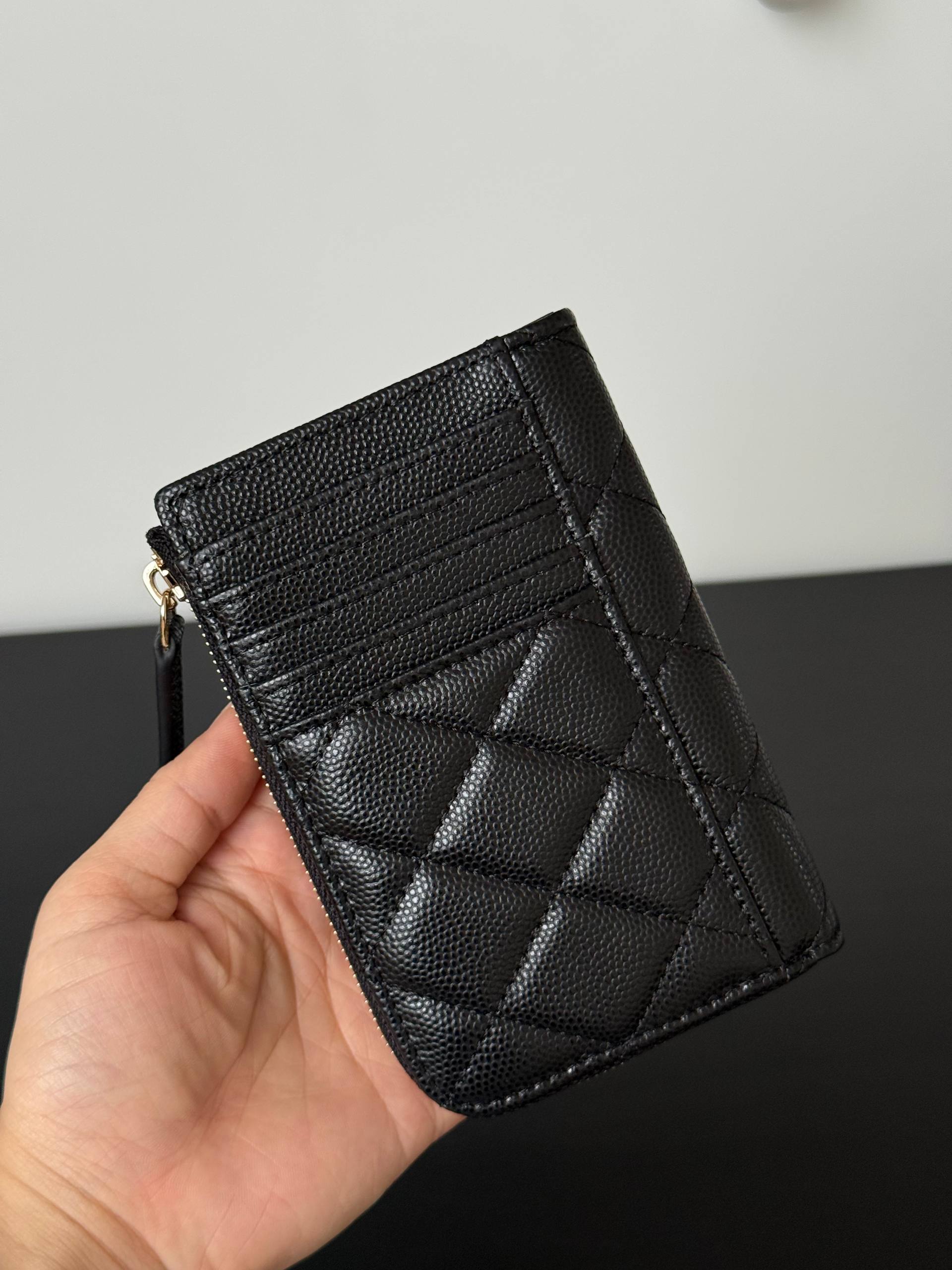 Chanel Caviar Quilted Zip Around Card Coin Purse