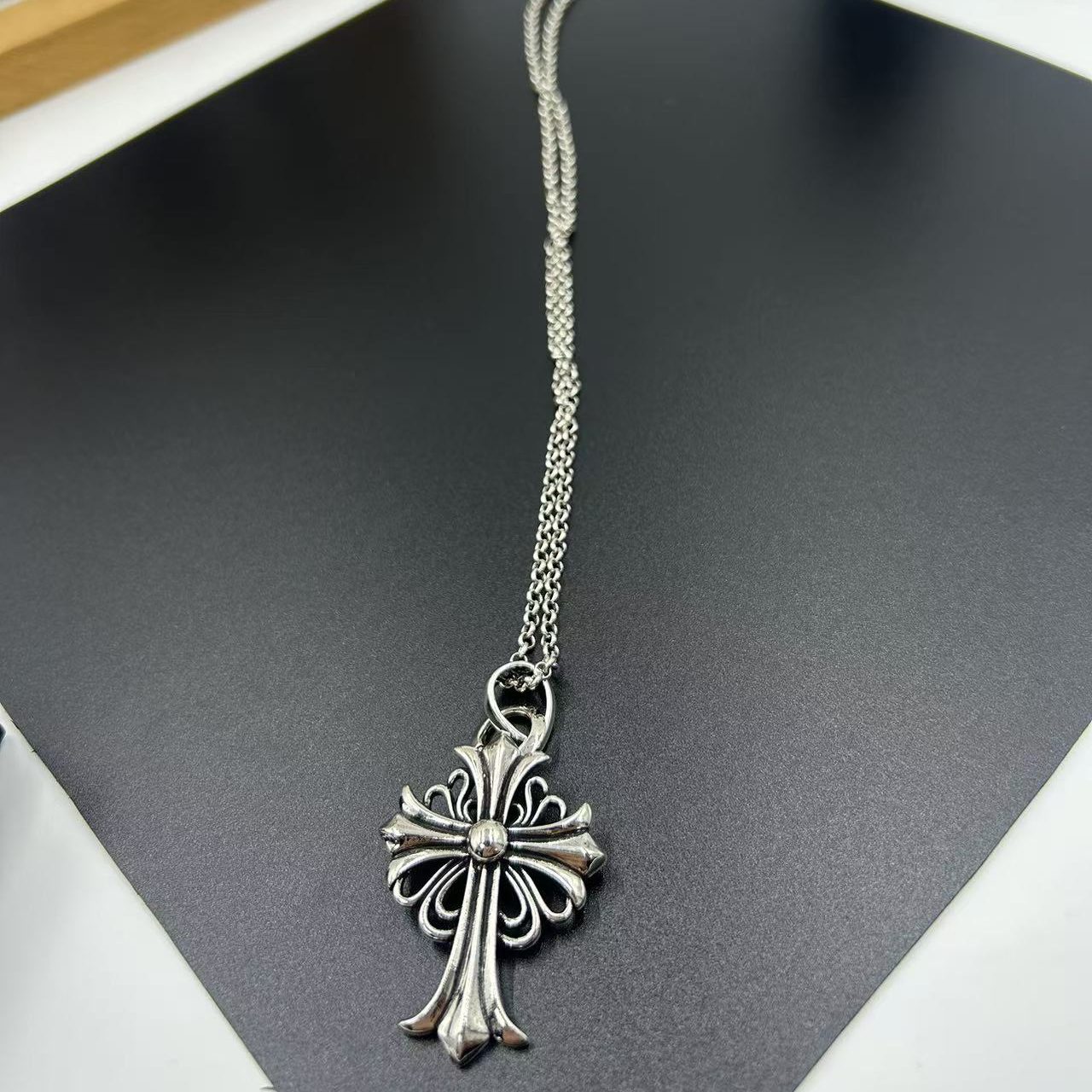 CHROME HEARTS ENGRAVED CROSS NECKLACE
