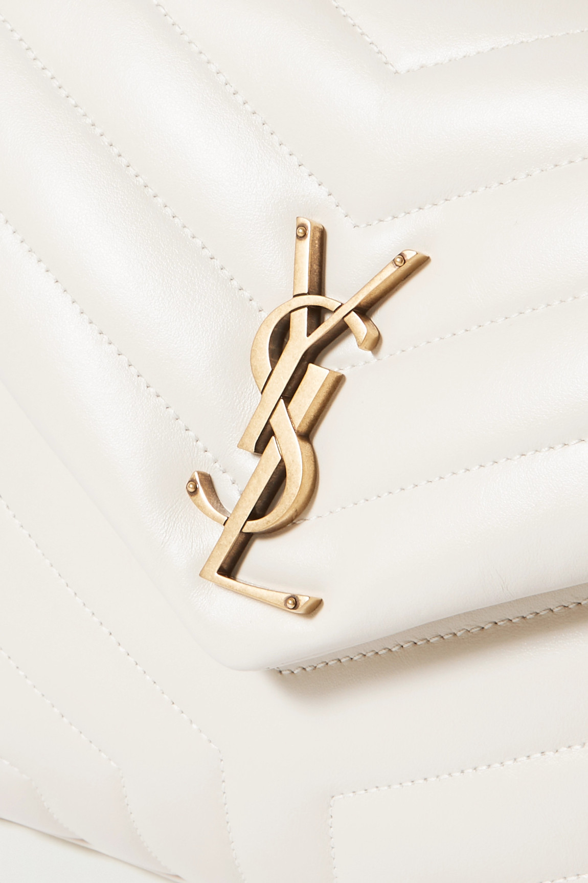SAINT LAURENT YSL Loulou Medium Quilted Leather Shoulder Bag White