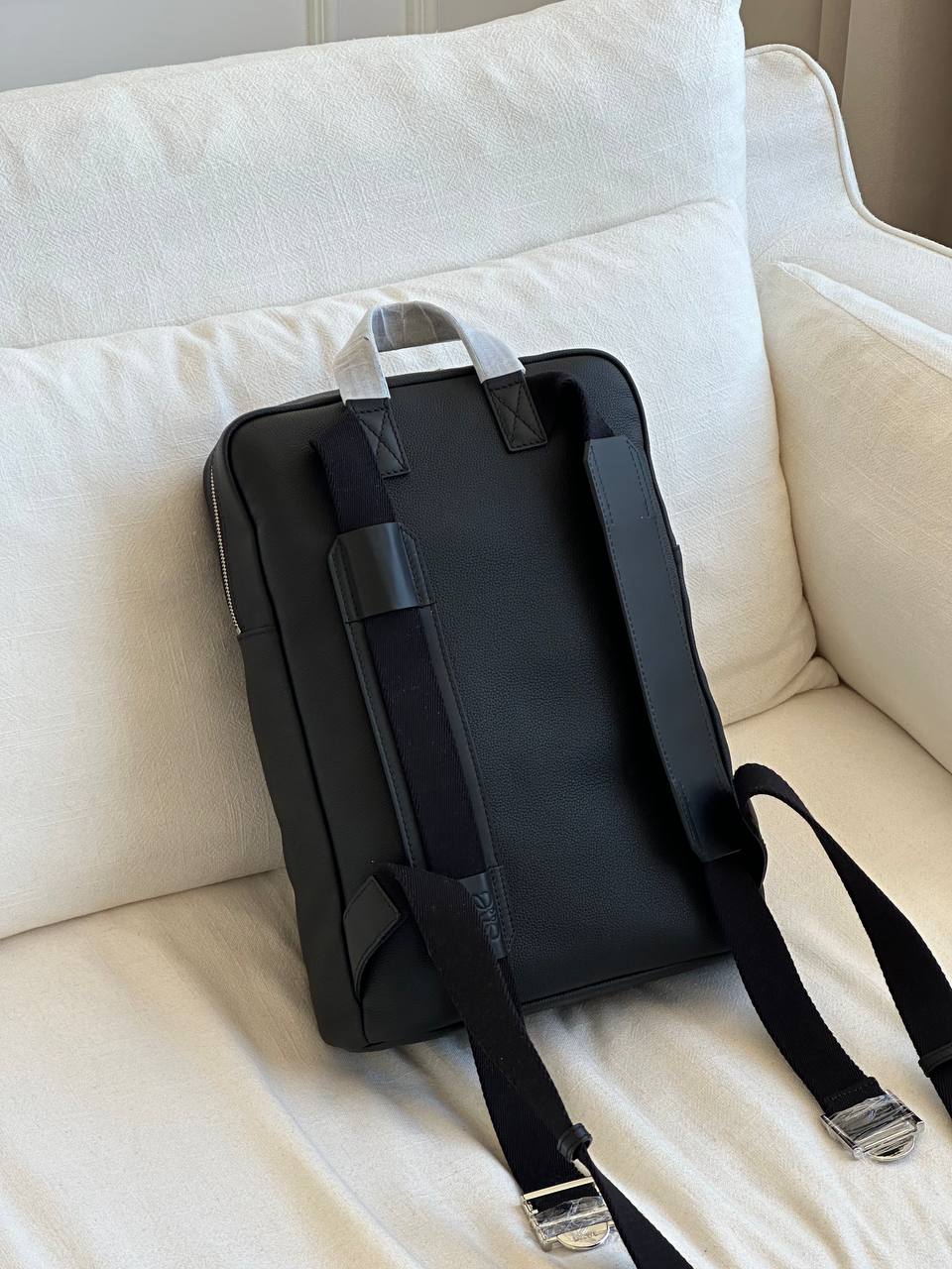 Loewe Black Grained Calfskin Goya Embossed Anagram Flap Business Backpack