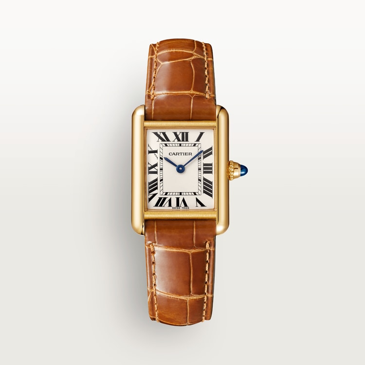 TANK LOUIS CARTIER WATCH Small model, quartz movement, yellow gold, leather【1:1 Replica】