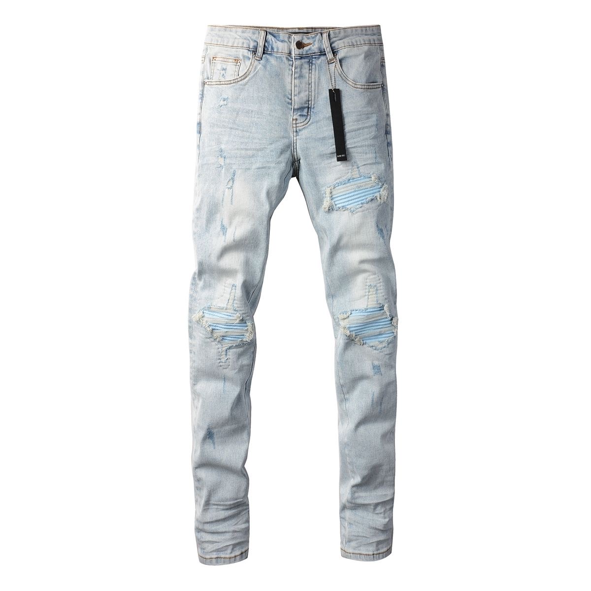 No. 8890 AMIRI Sky Blue Hole Jeans in light blue Jeans