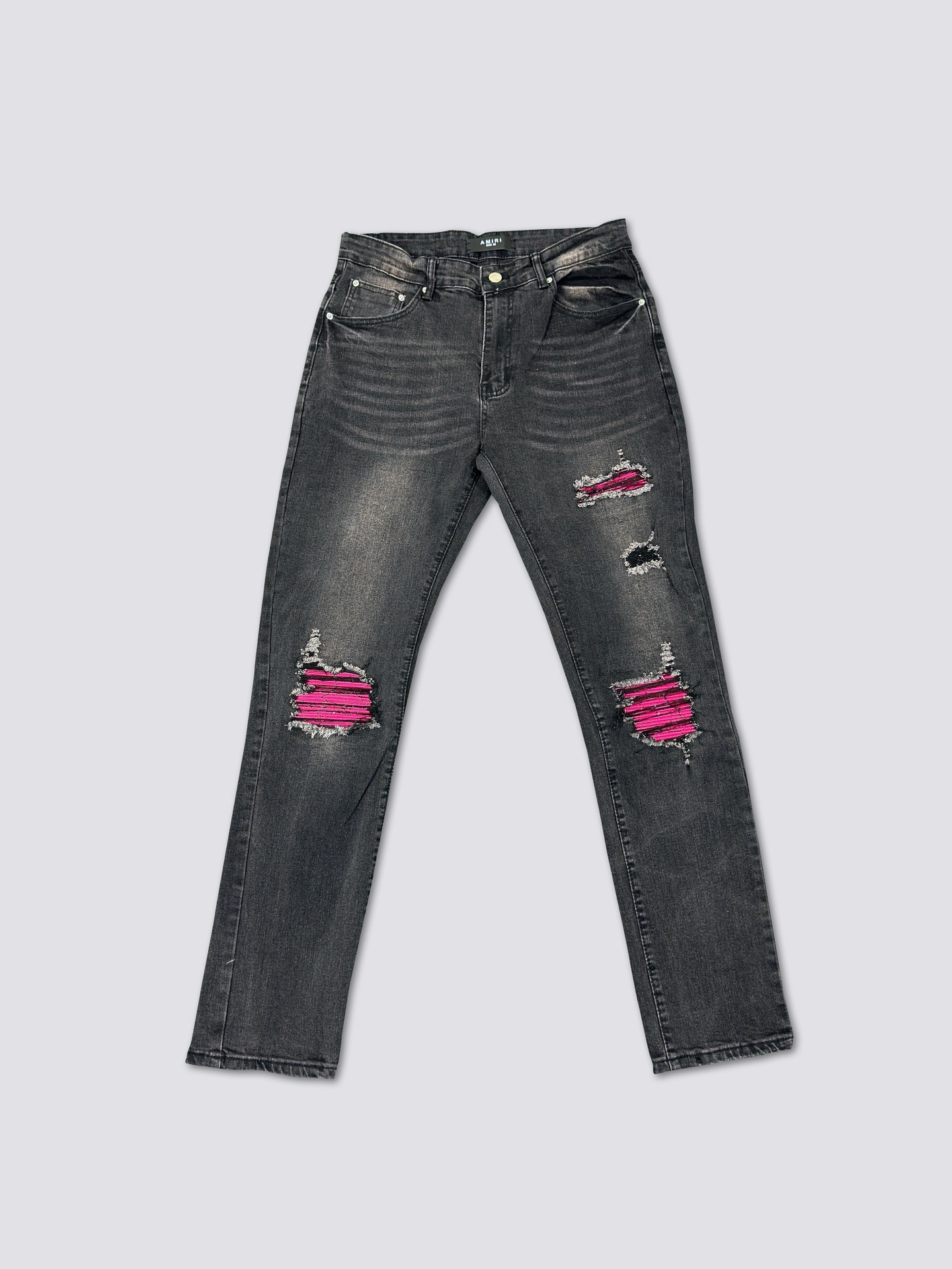 Amiri pink  hole patched jeans