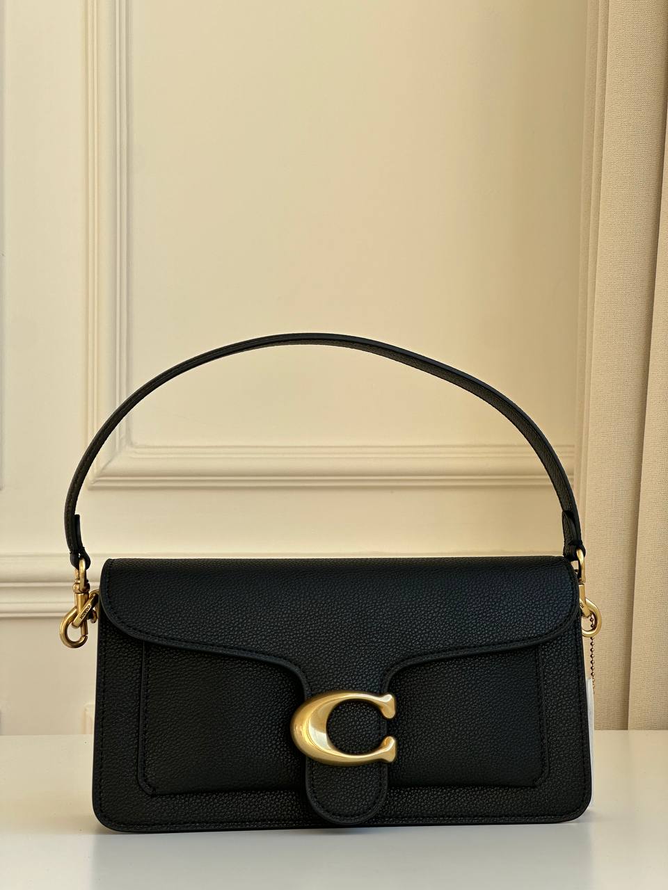 Coach Black Pebbled Leather Tabby 26 Vintage C Logo Shoulder Crossbody Bag