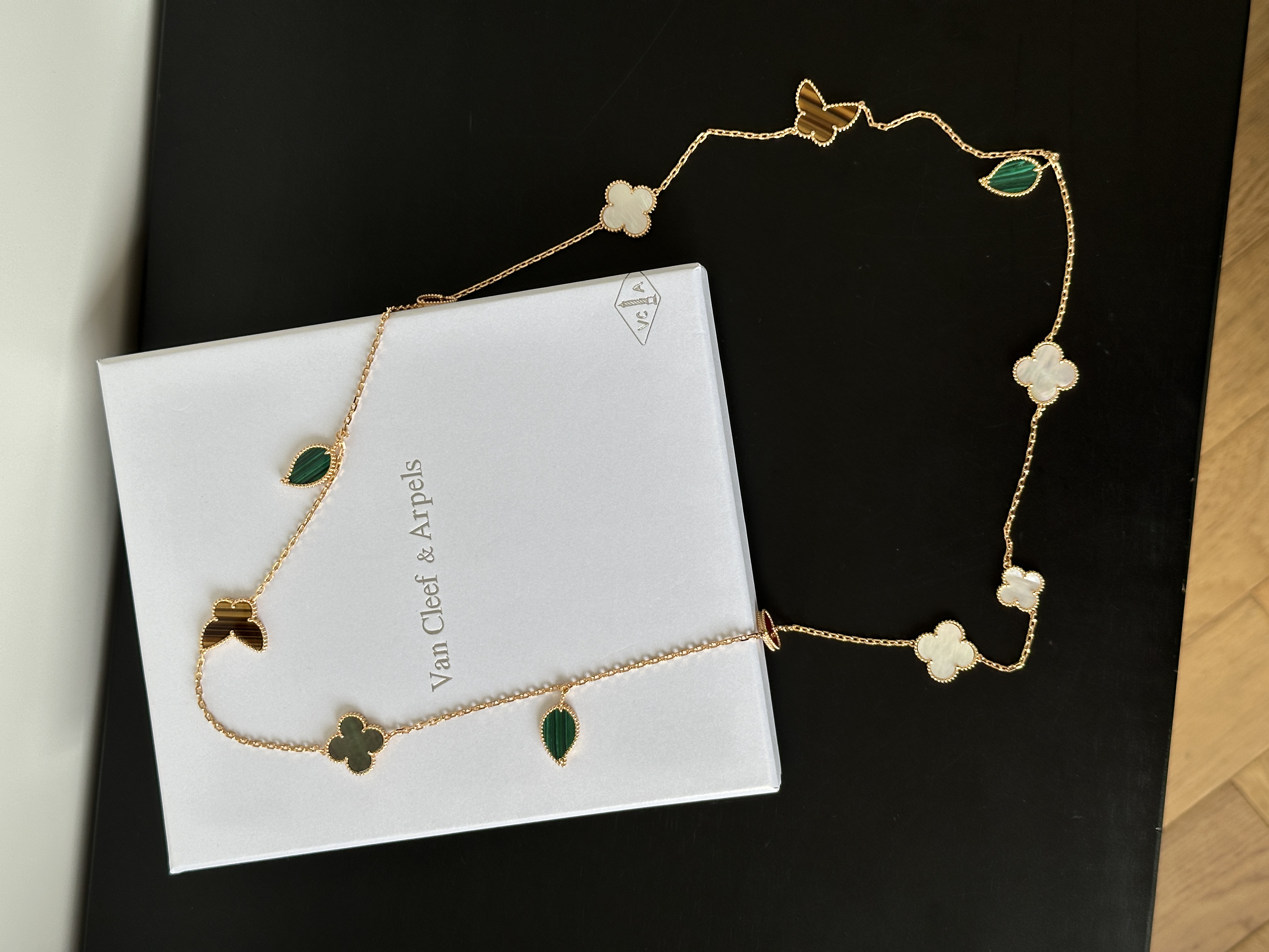 Van Cleef & Arpels Lucky Alhambra Rose Gold Two-Tier Multi-Motif Long Necklace