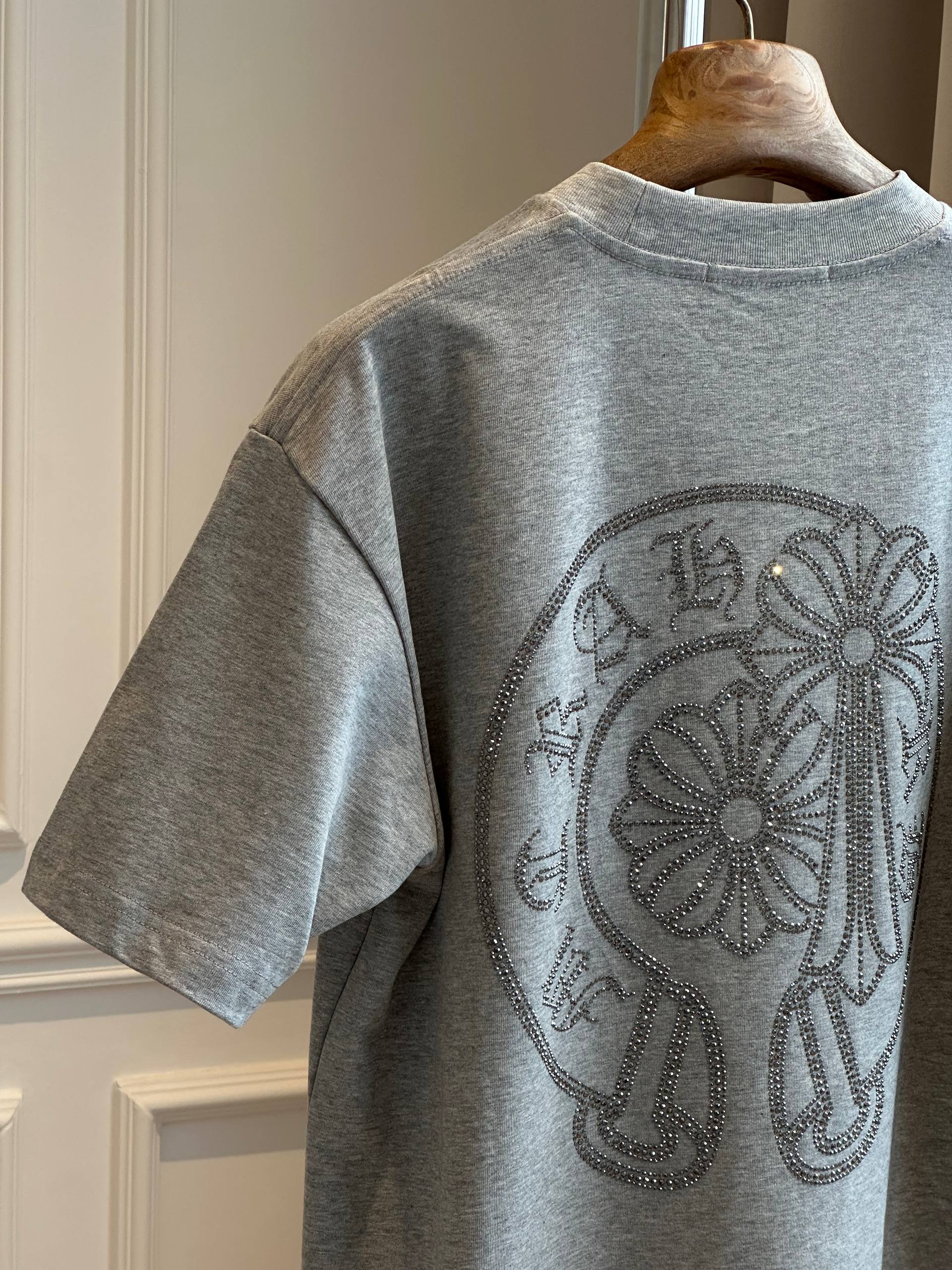 Chrome Hearts Rhinestone Crew Neck T-shirt (Heather Grey)