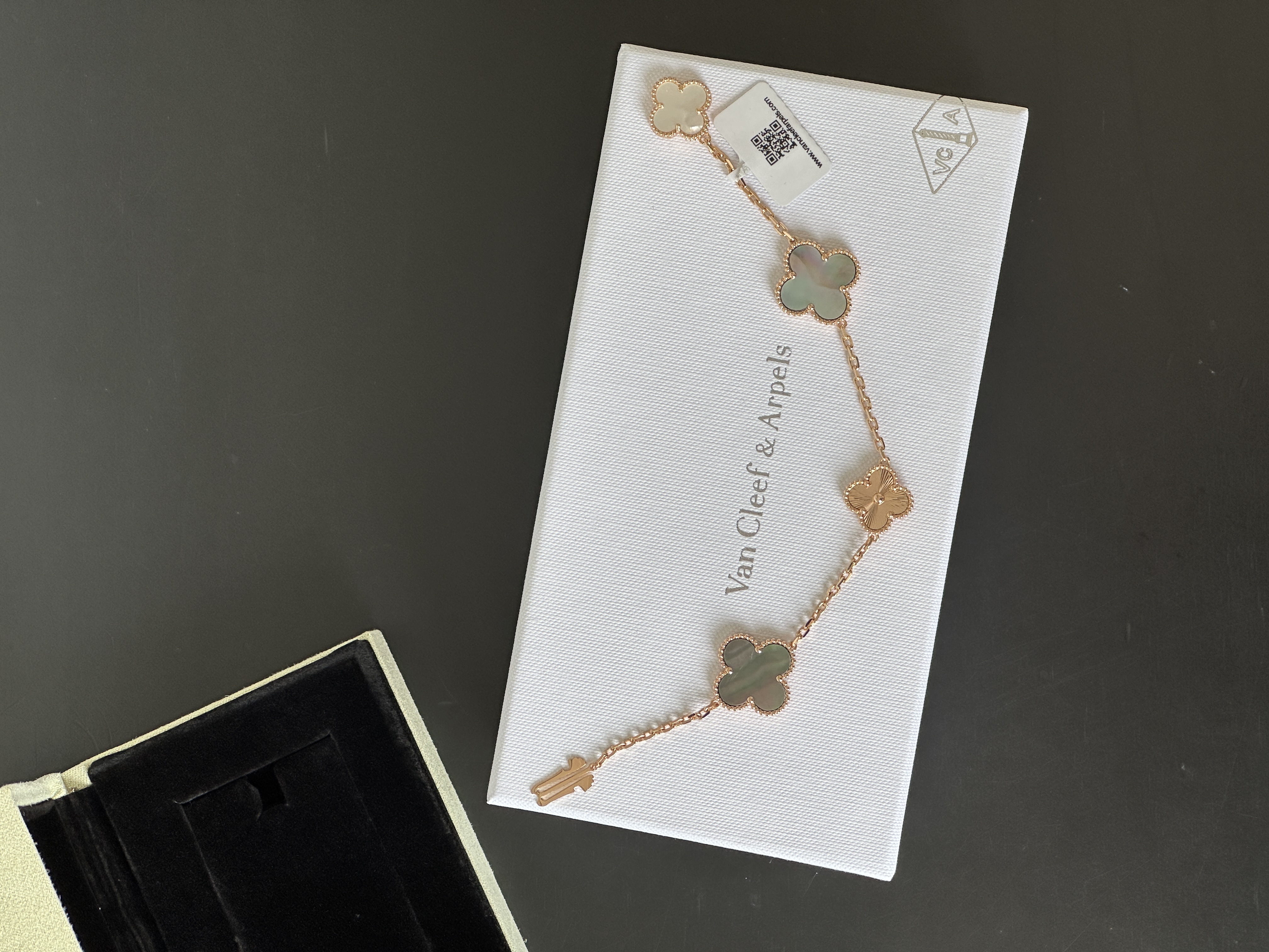 Van Cleef & Arpels Vintage Alhambra Rose Gold 4 Motifs Mixed Clover Bracelet