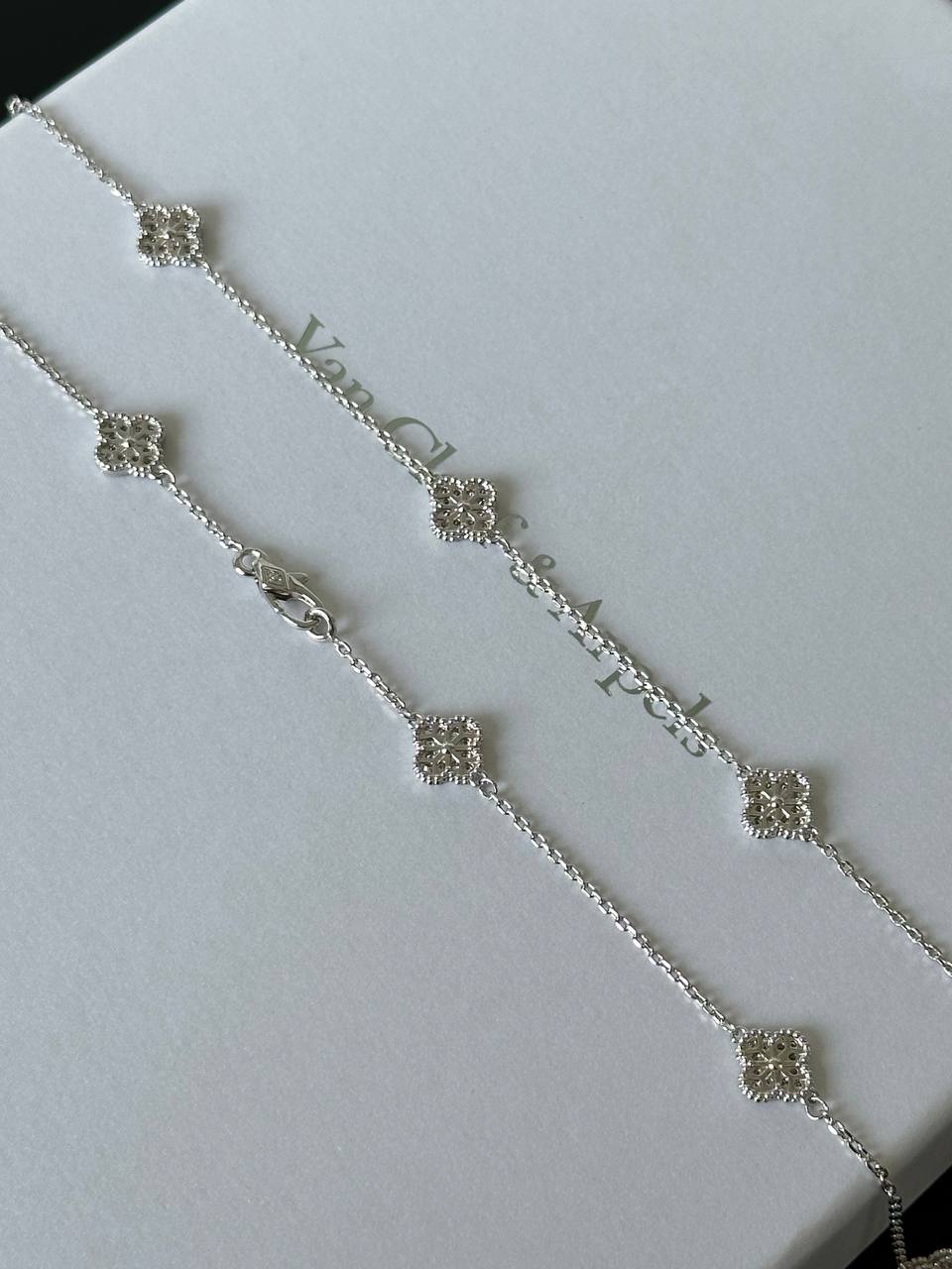 Van Cleef & Arpels Sweet Alhambra 10 Motifs Diamond Necklace, White Gold