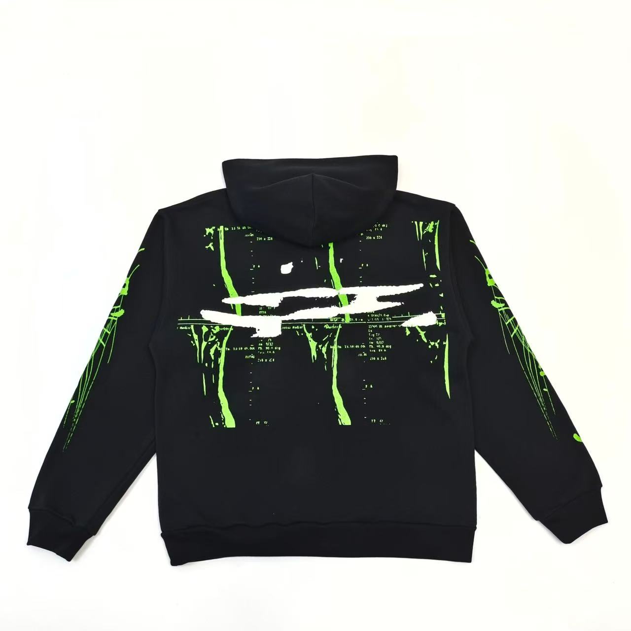 1: 1 best quality sp5der fluorescent green big logo black hoodie