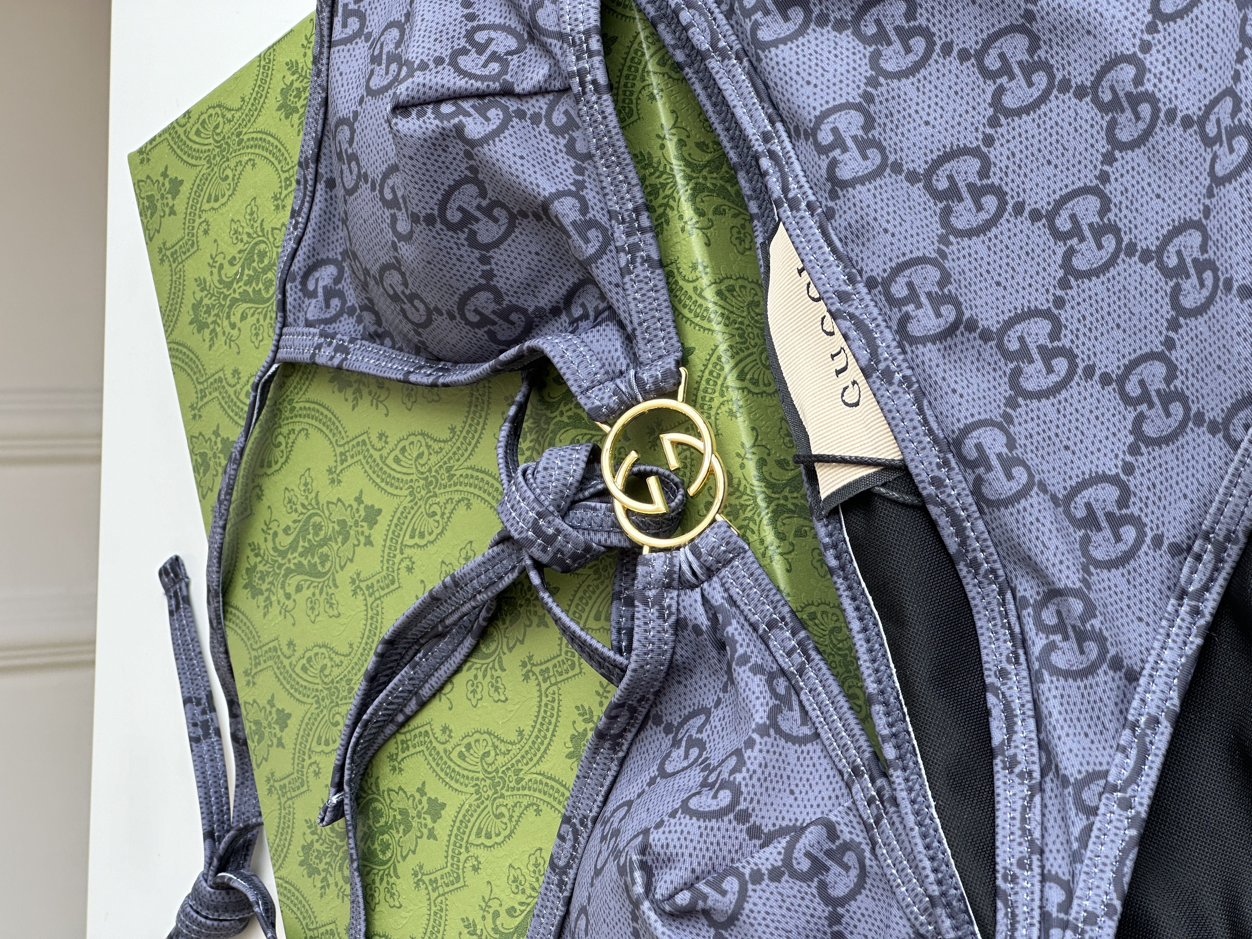 Gucci Grey-Blue Interlocking G Monogram Bikini