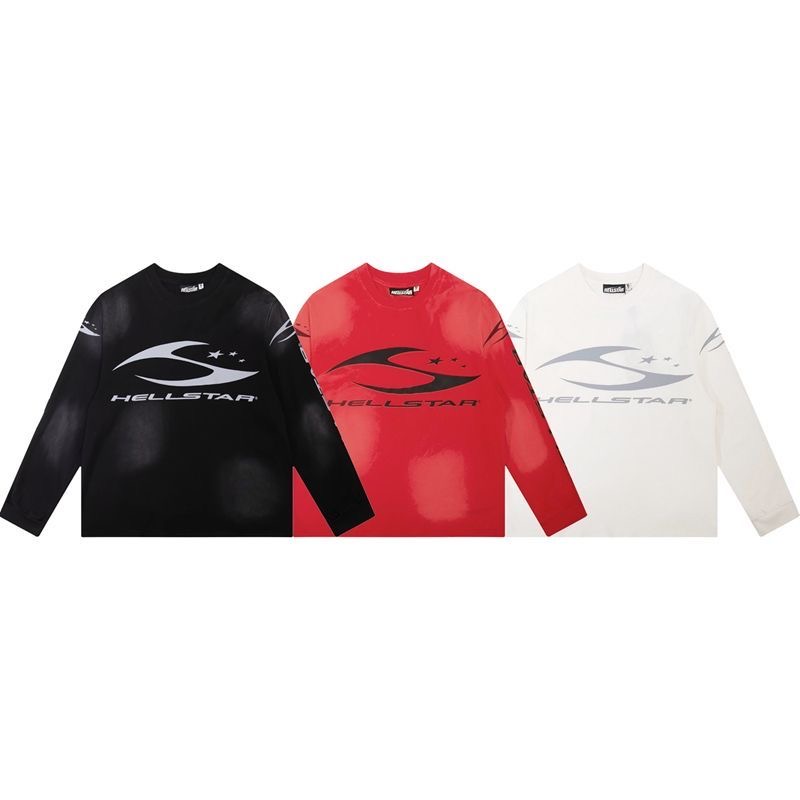 Light Luxury Hellstar Basic Logo Printed Laundry Trade Trendy Long Sleeve T-shirt