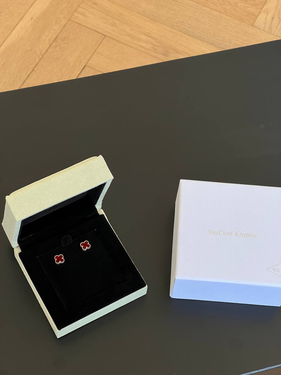 Van Cleef & Arpels Vintage Alhambra Carnelian Stud Earrings