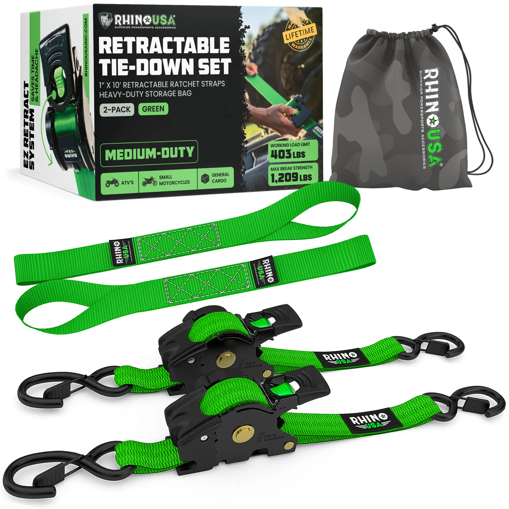 Rhino USA Retractable Ratchet Straps | 1