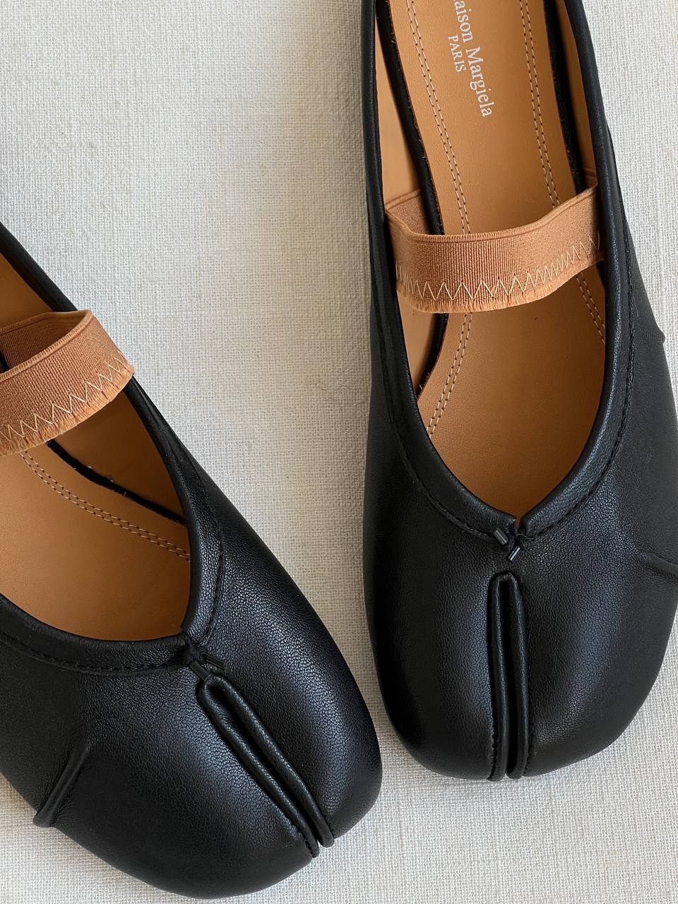 Maison Margiela Black Lambskin Tabi Split-Toe Mary Jane Mules