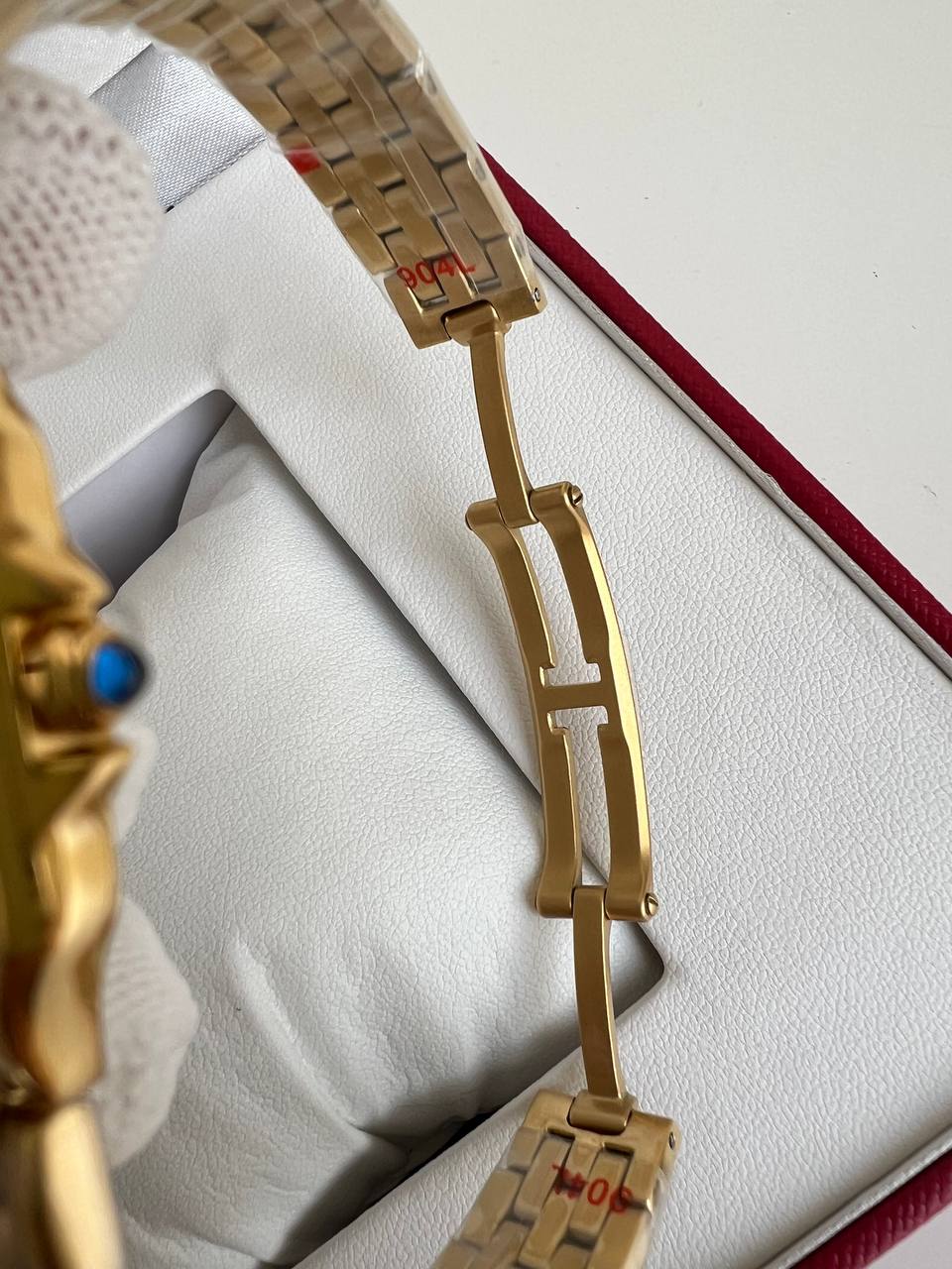 Cartier Panthère De Cartier Full Yellow Gold Bracelet Square White Dial Roman Numerals Quartz Ladies Watch