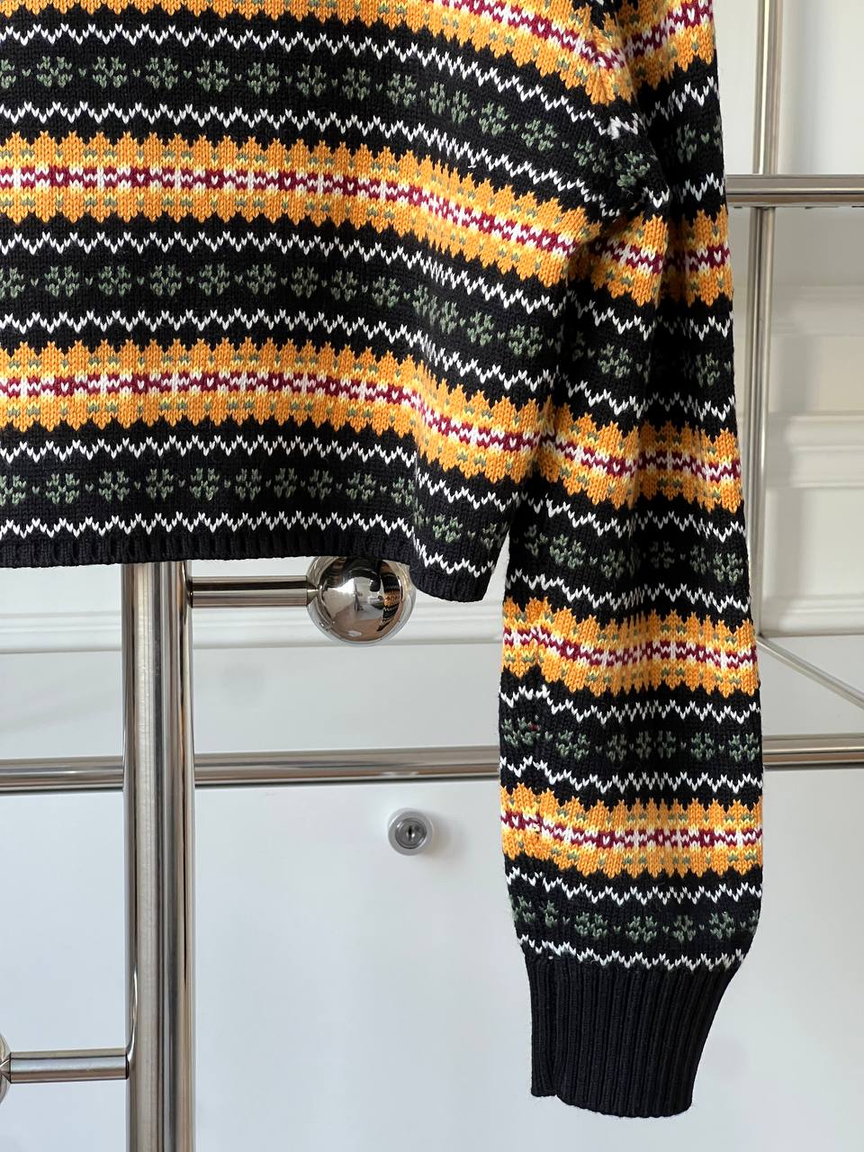 Miu Miu Fair Isle Jacquard Cropped V-Neck Sweater