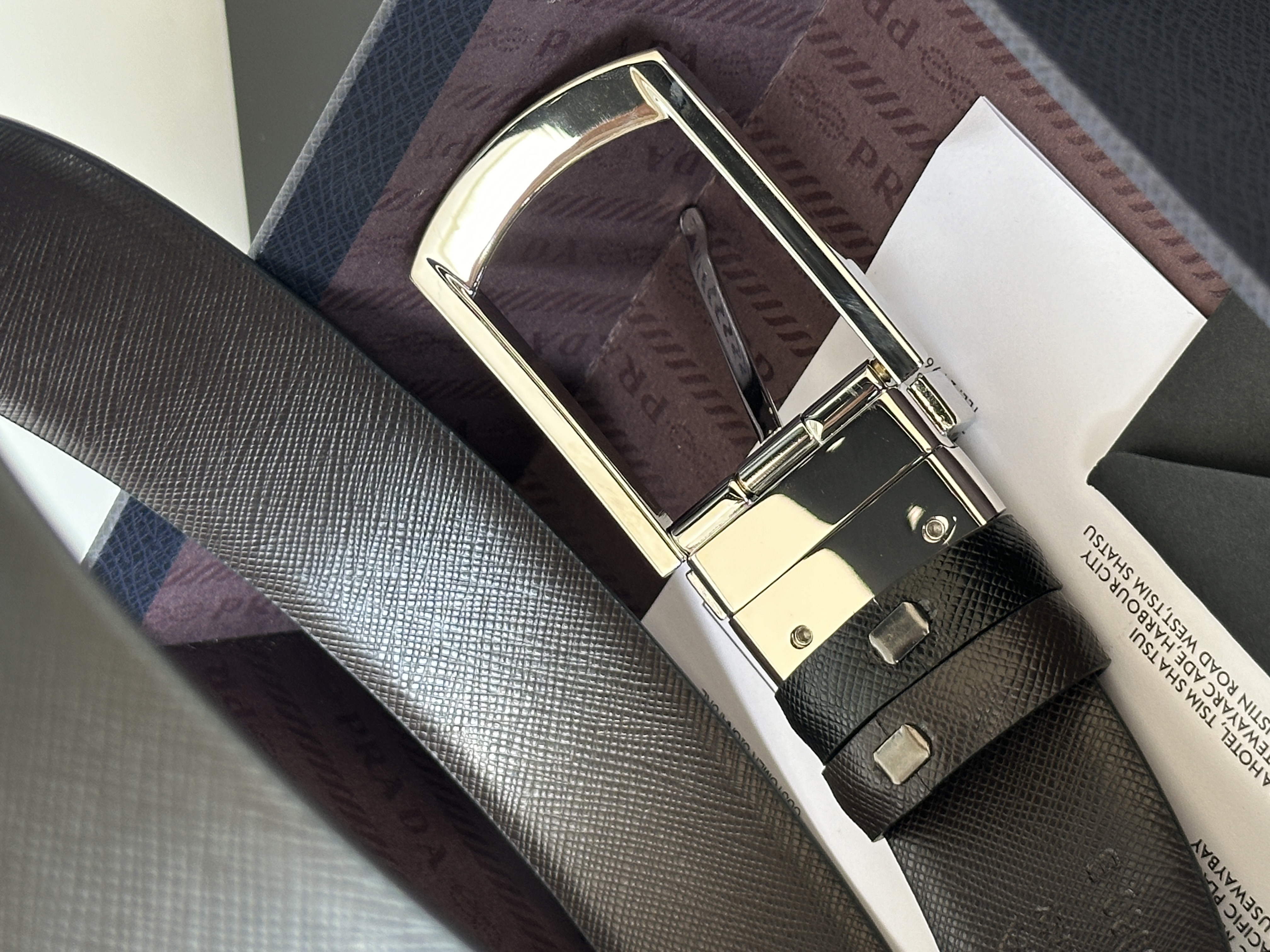 Prada Reversible Saffiano Leather Pin Buckle Belt