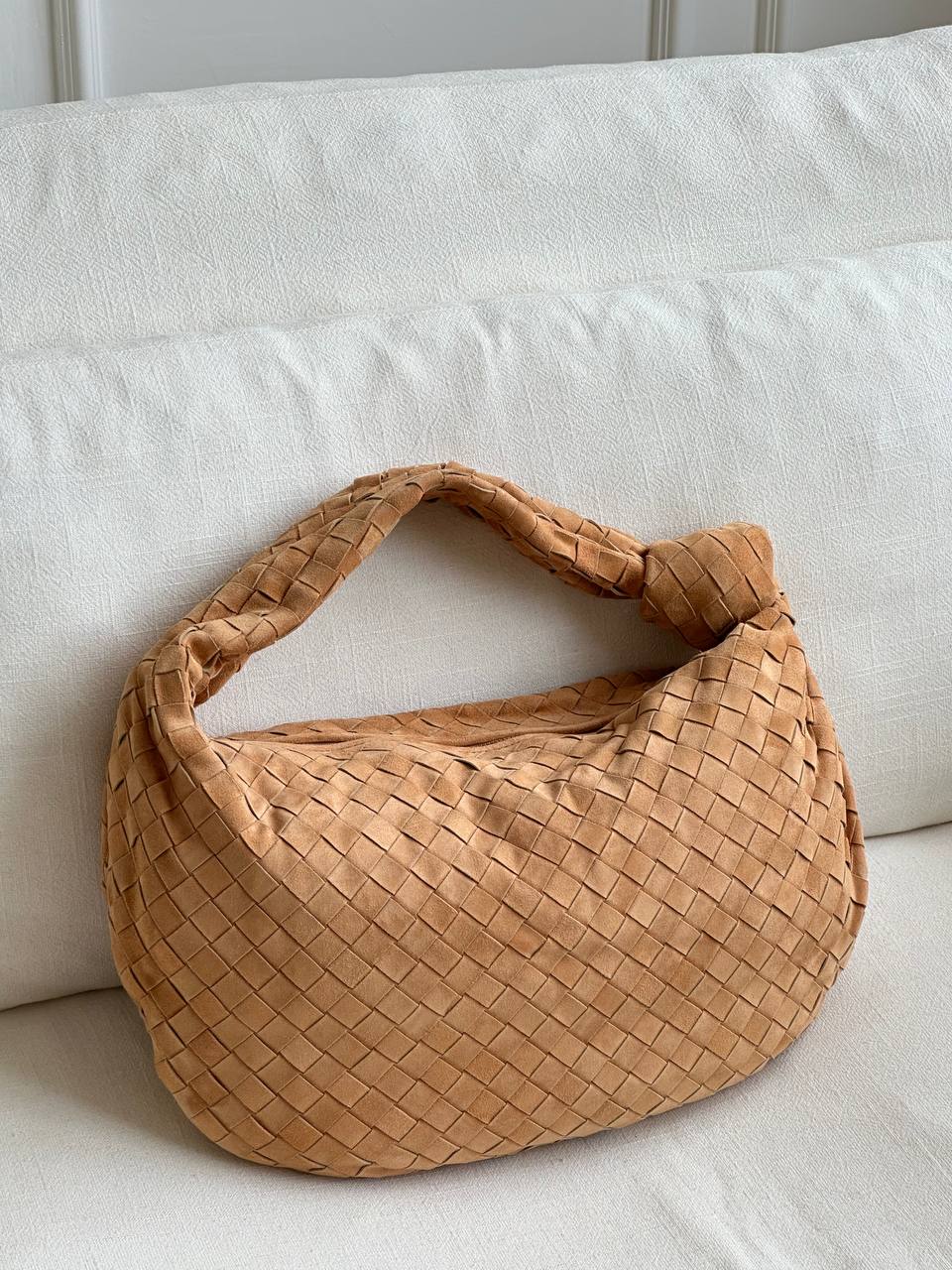 Bottega Veneta Caramel Suede Intrecciato Jumbo Hobo Tote Bag