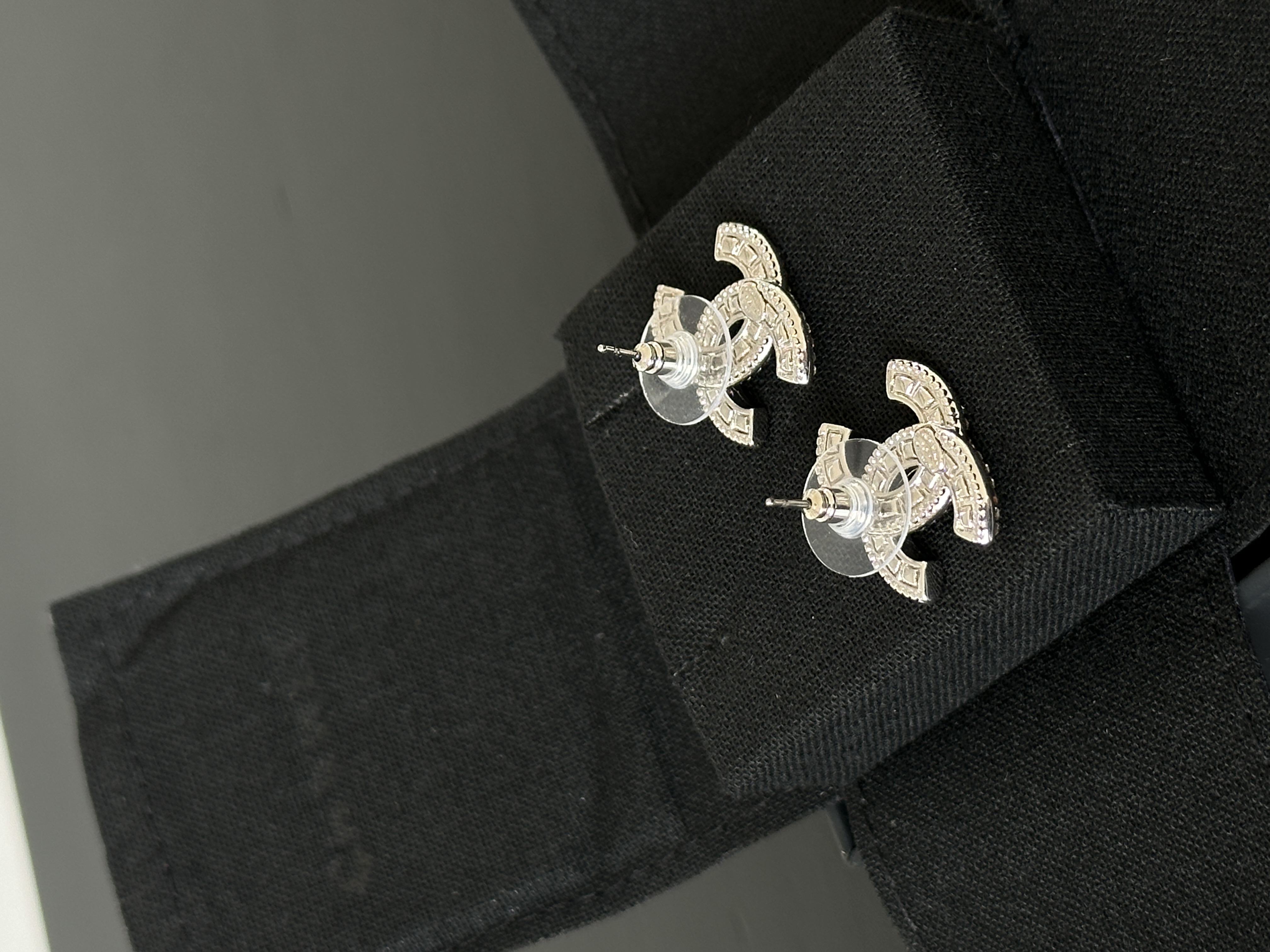 Chanel Classic Crystal CC Stud Earrings