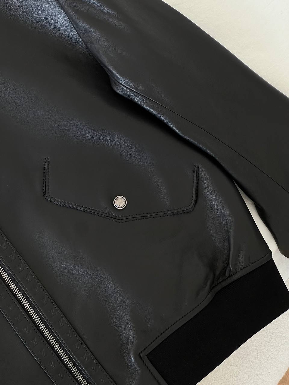Louis Vuitton Black Lambskin Collared Zip Bomber Leather Jacket