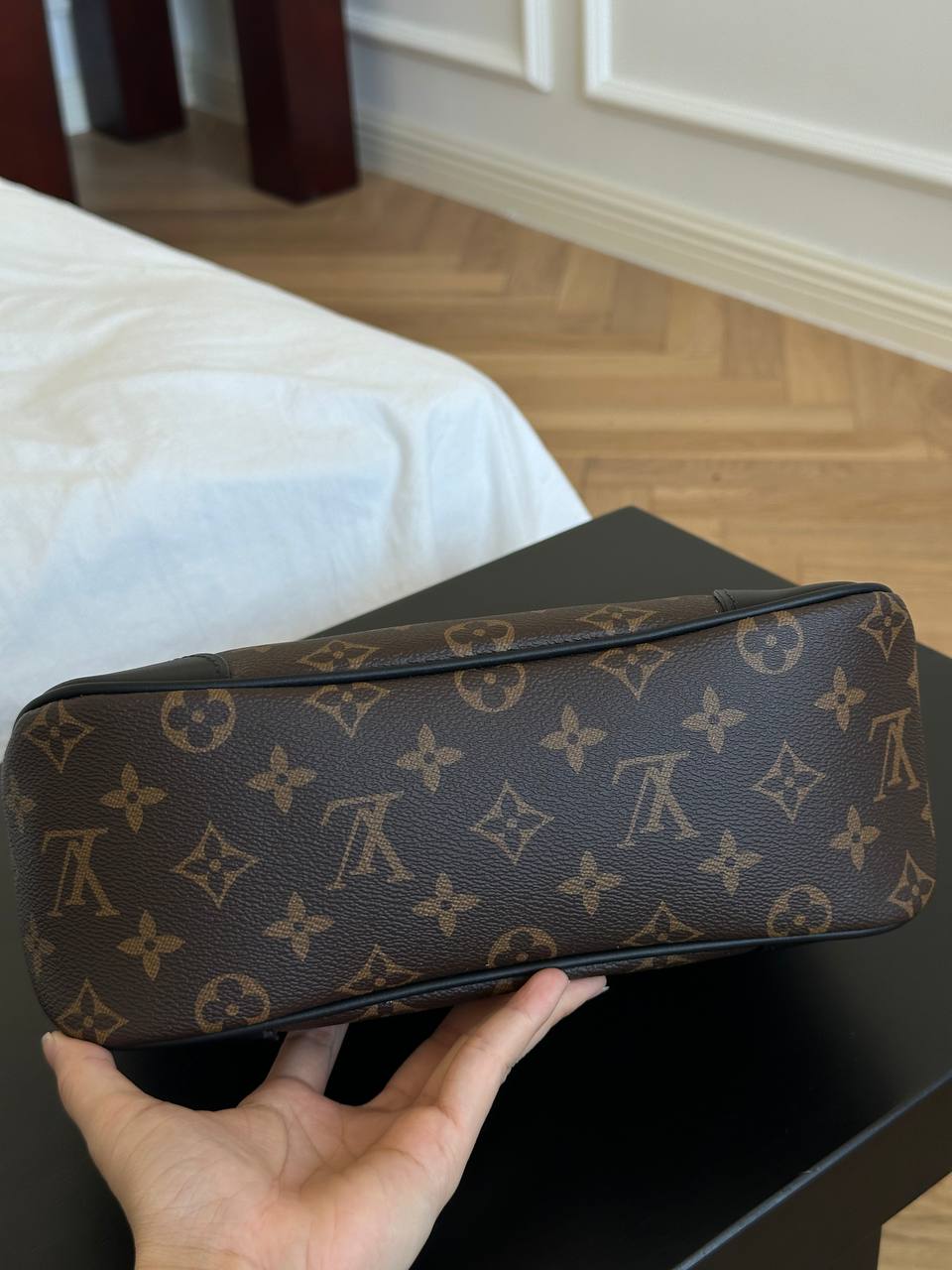 Louis Vuitton Monogram Canvas & Black Leather Double Zipper Hobo Crossbody Bag