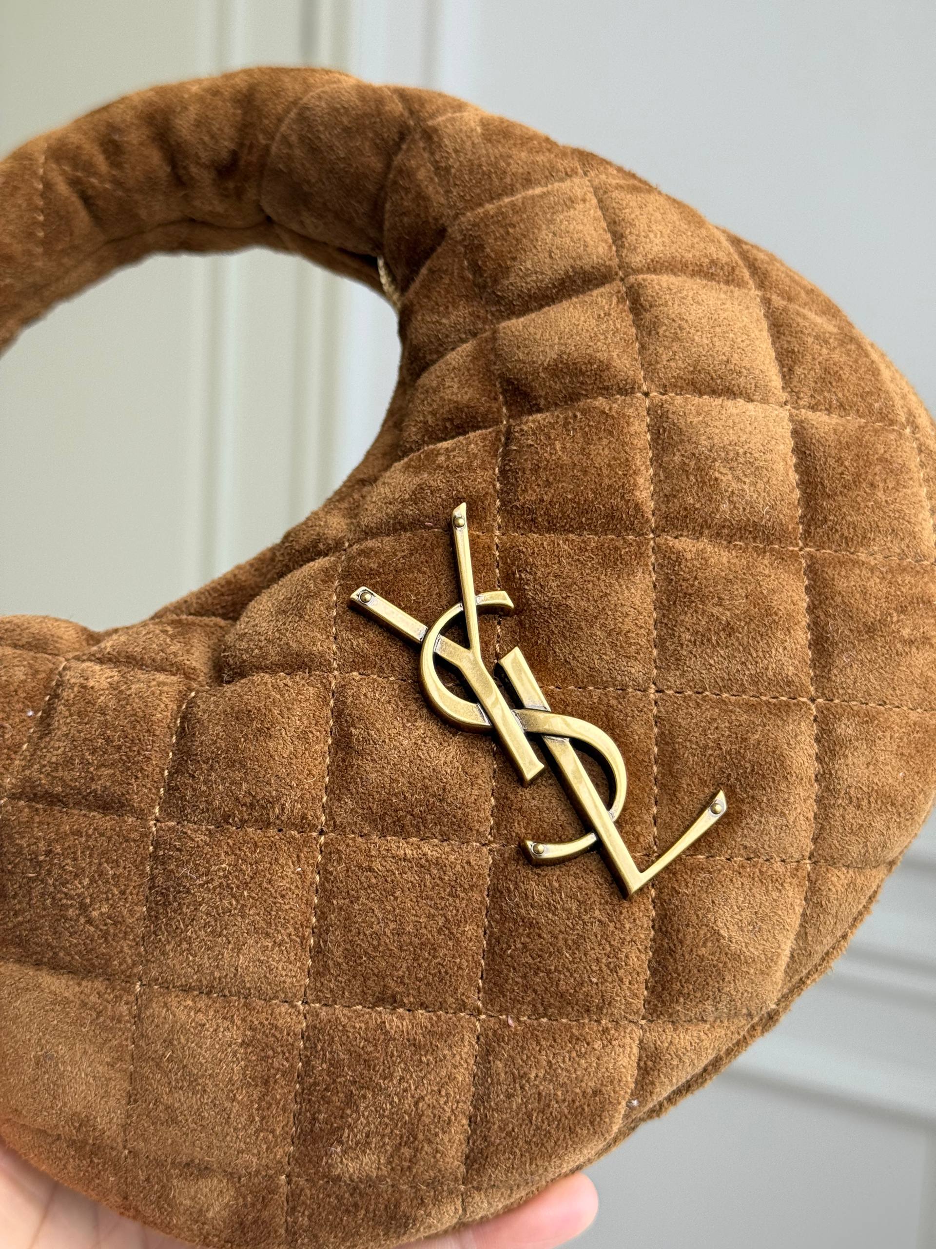 Saint Laurent Baby Icare Quilted Suede Mini Hobo Bag
