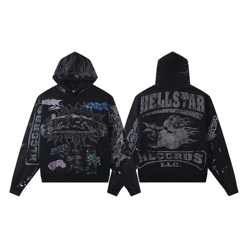 Hellstar Full Print Hoodie Black Color