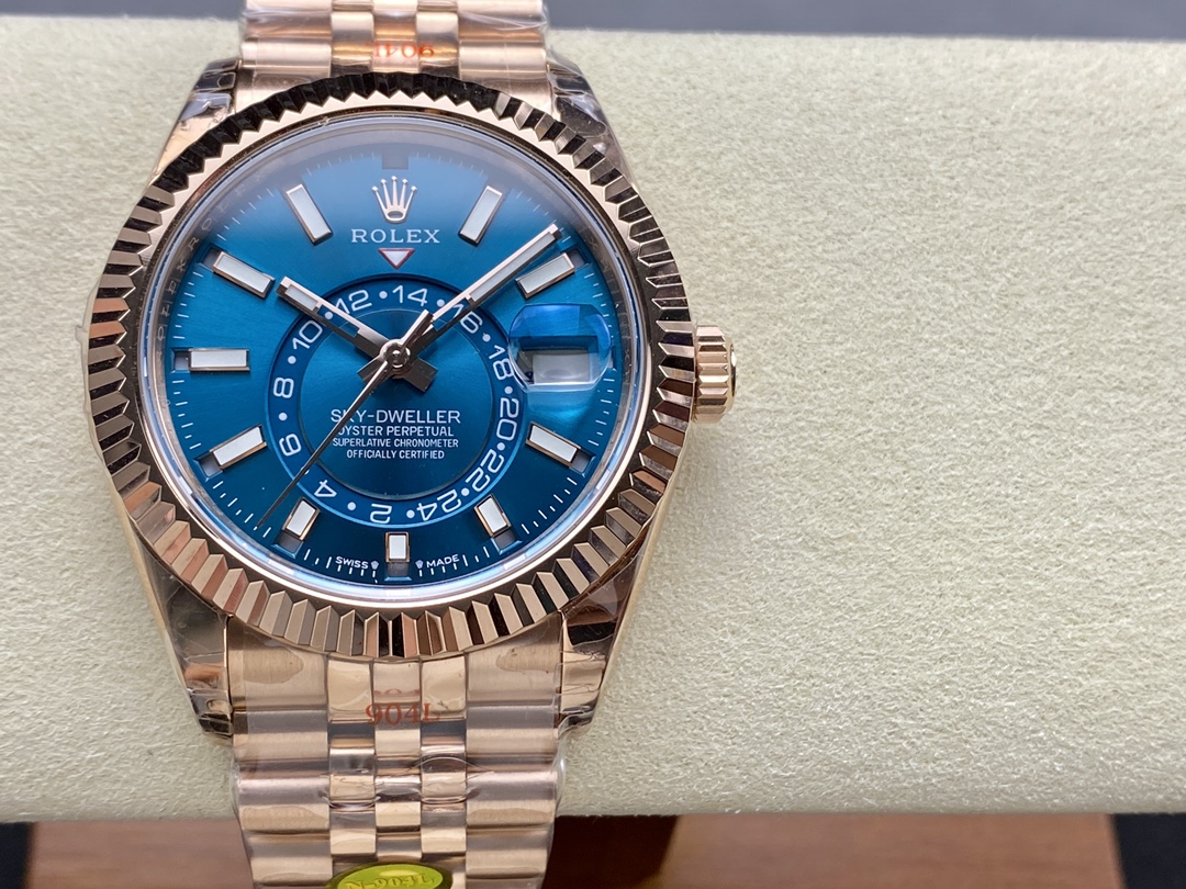 Rolex Sky Dweller 42 Everose Gold Blue Green Dial m336935 0005 Men's Watch