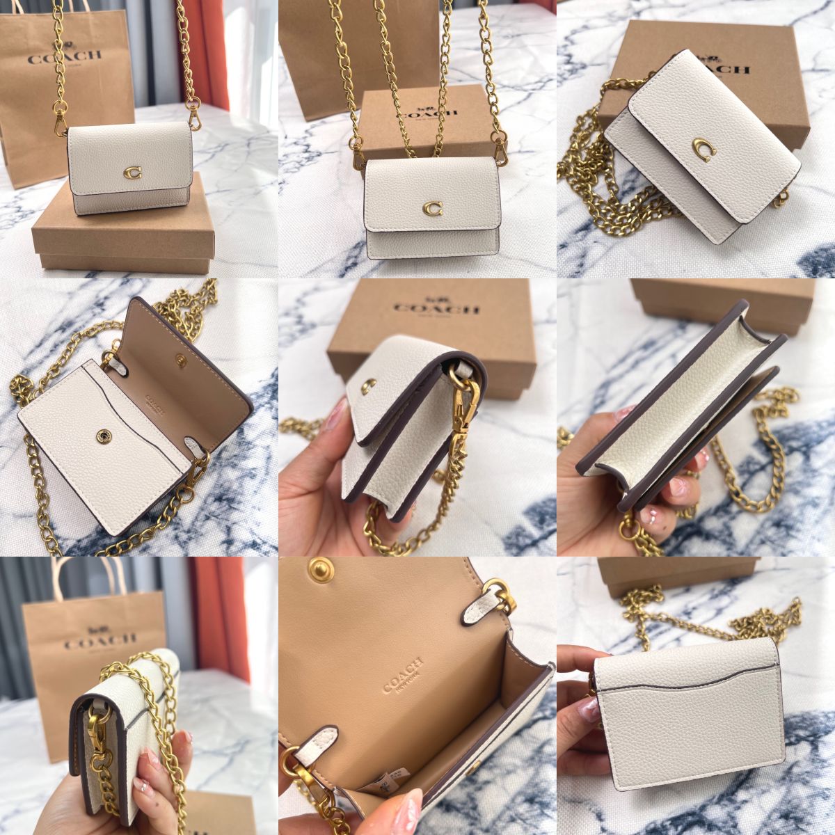 Women Handbag C6718 CR978 Half Flap Card Case chain wallet purse